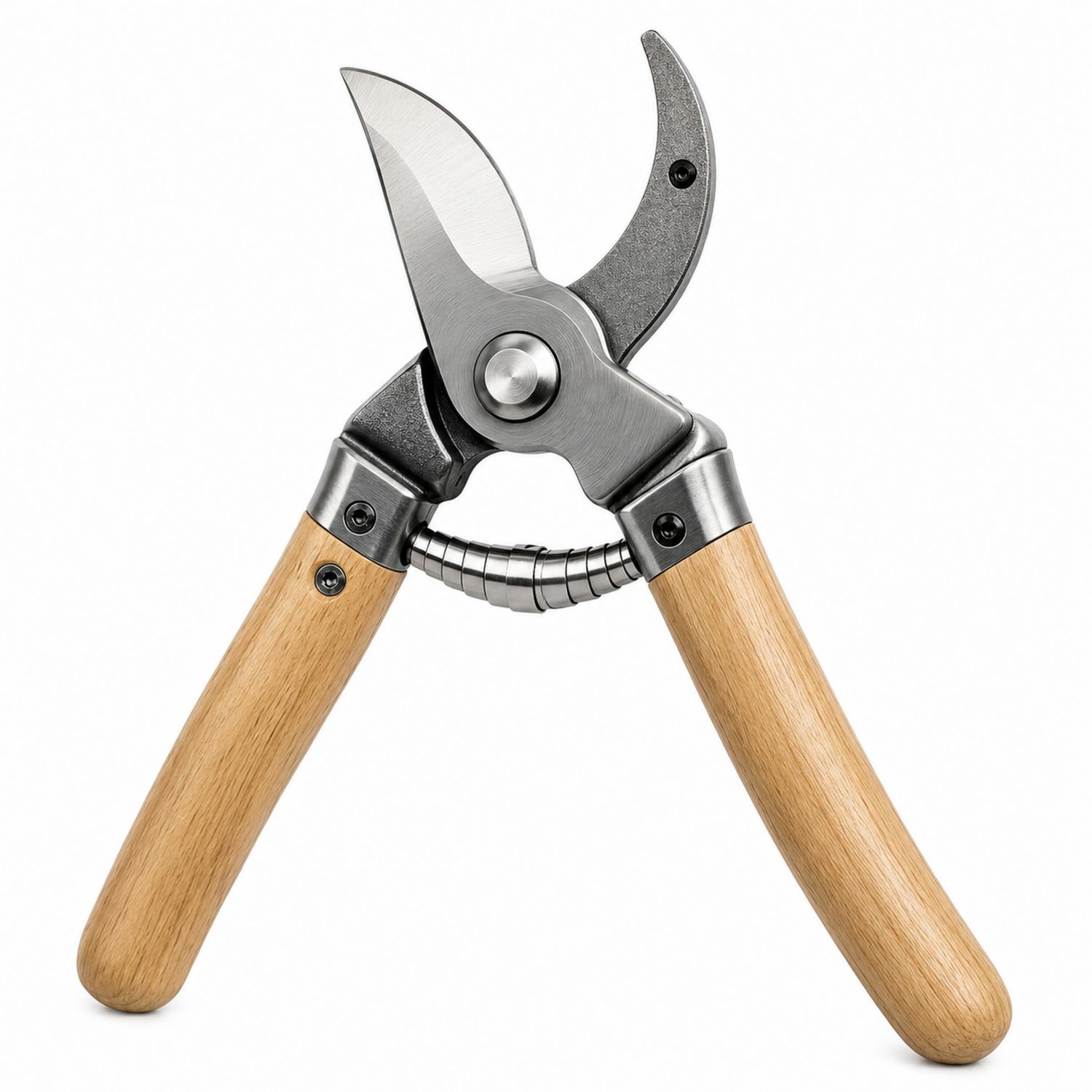Forbici da Potatura Bypass con Manico in Legno Antiscivolo