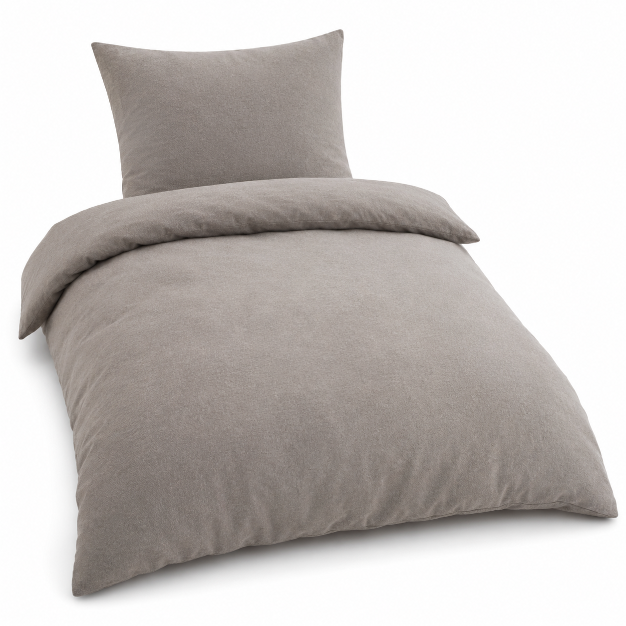 Flanell Bettwäsche-Set Warmgrau 155x220 cm für kühle Nächte