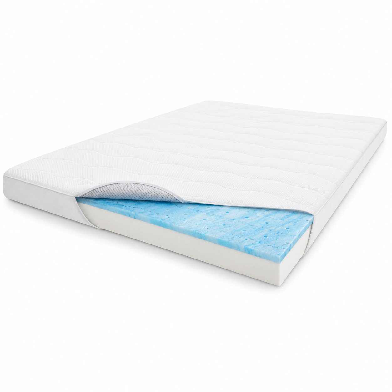 Gel-Komfort Topper Weiß 180x200 cm Höhe 7 cm mit rutschhemmender Unterseite