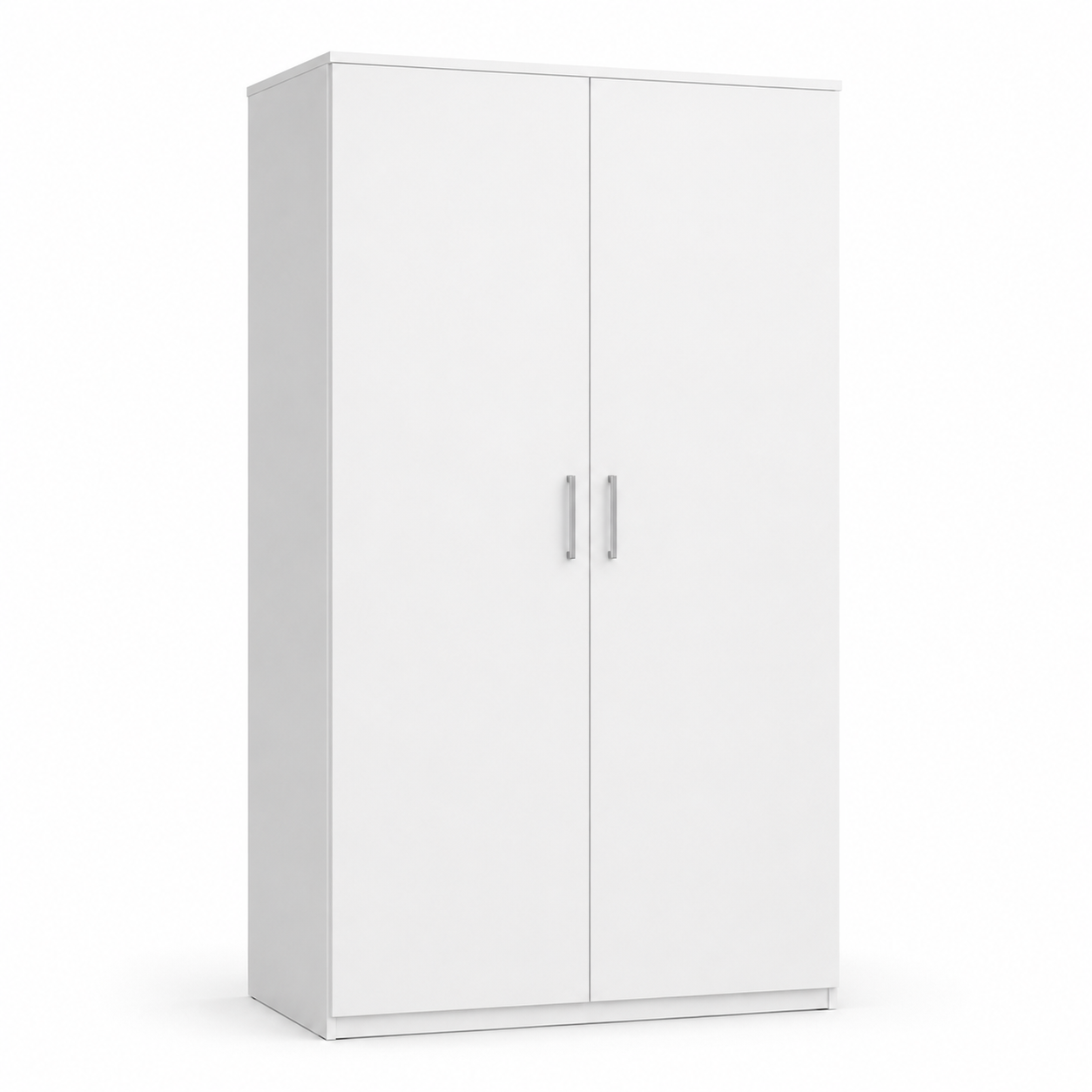 Drehtürenschrank Weiß 120 cm mit Kleiderstange und Einlegeböden