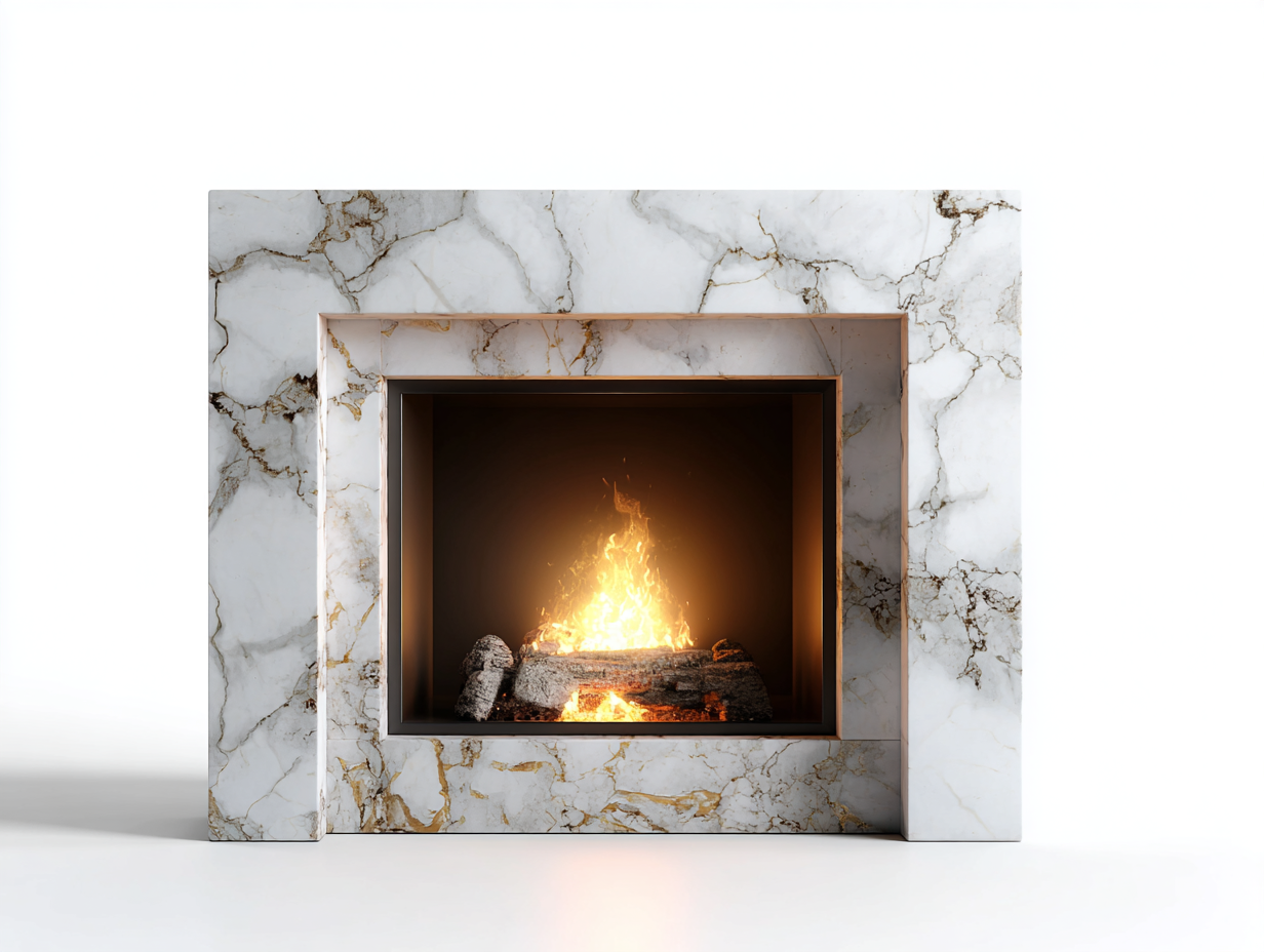 Chimeneas eléctricas efecto mármol 120x30x100 cm blanco dorado diseño moderno-Lunakanest