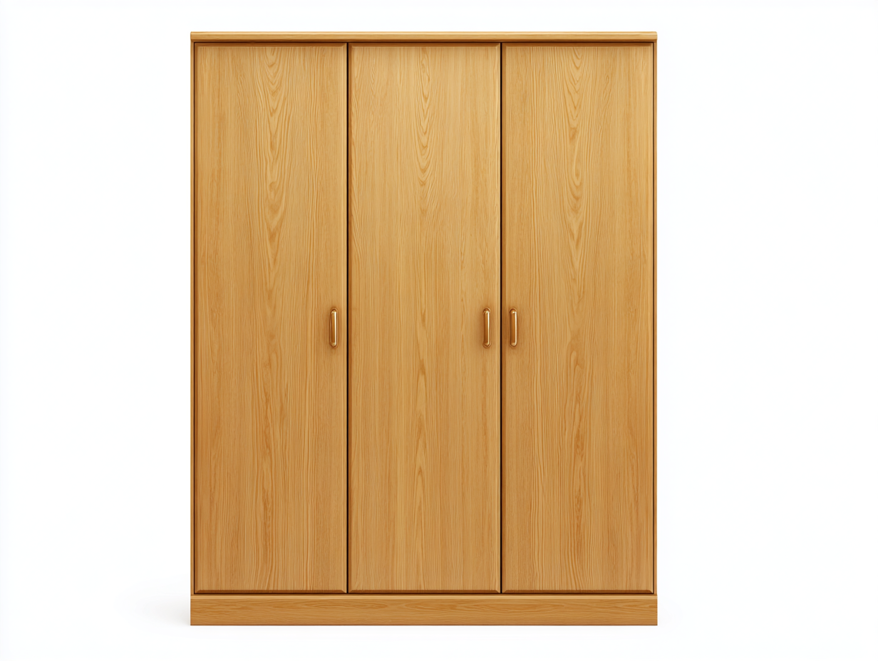 Armarios madera 120x55x190 cm natural 3 puertas diseño funcional-Lunakanest
