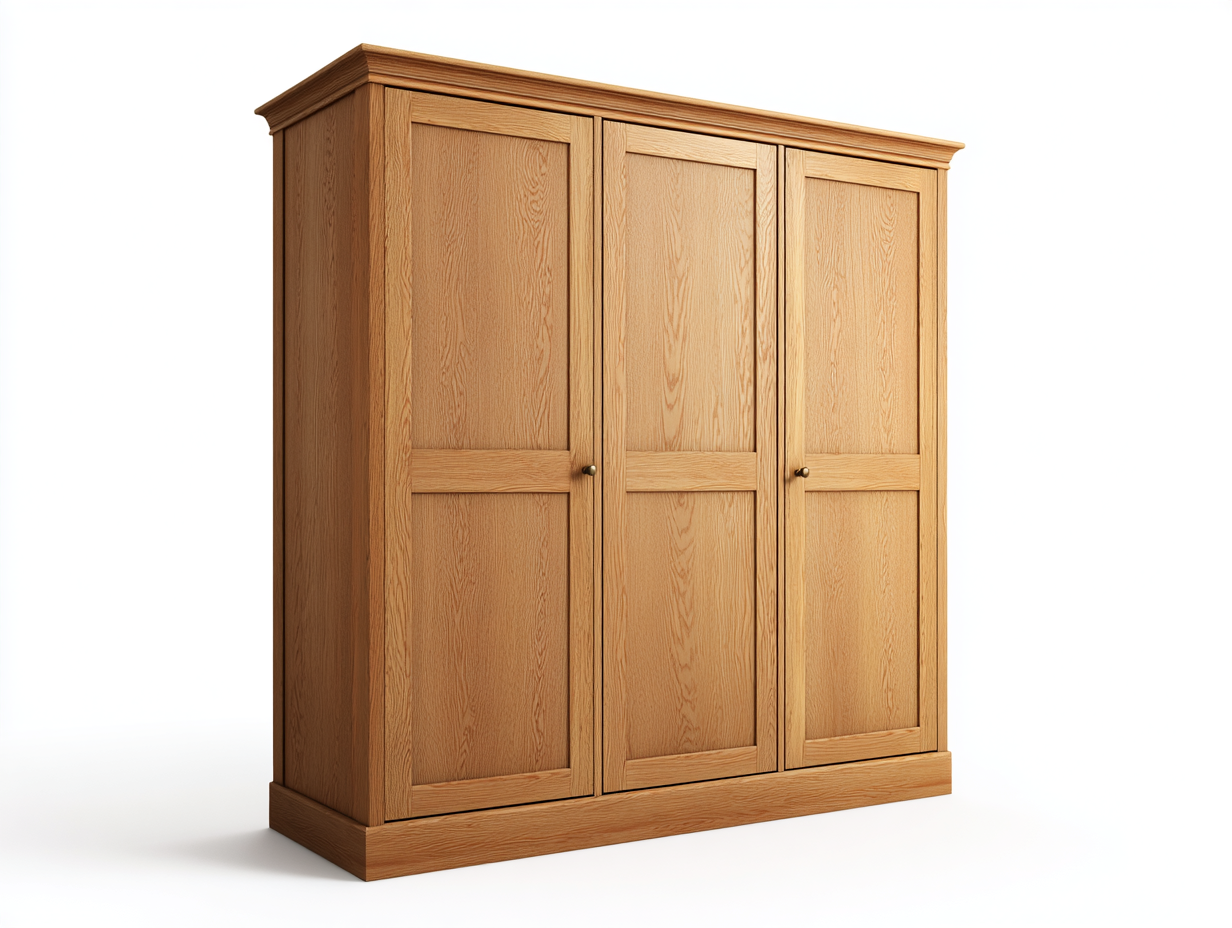 Armarios de madera con 3 puertas 180x58x200 cm - roble claro - para dormitorio - estilo clásico-Lunakanest