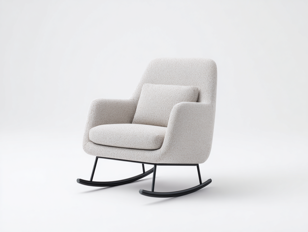 Mecedoras - tapizado de tela bouclé con cojín 78x92x94 cm - blanco roto - diseño moderno relajante-Lunakanest