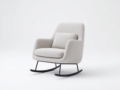 Mecedoras - tapizado de tela bouclé con cojín 78x92x94 cm - blanco roto - diseño moderno relajante-Lunakanest