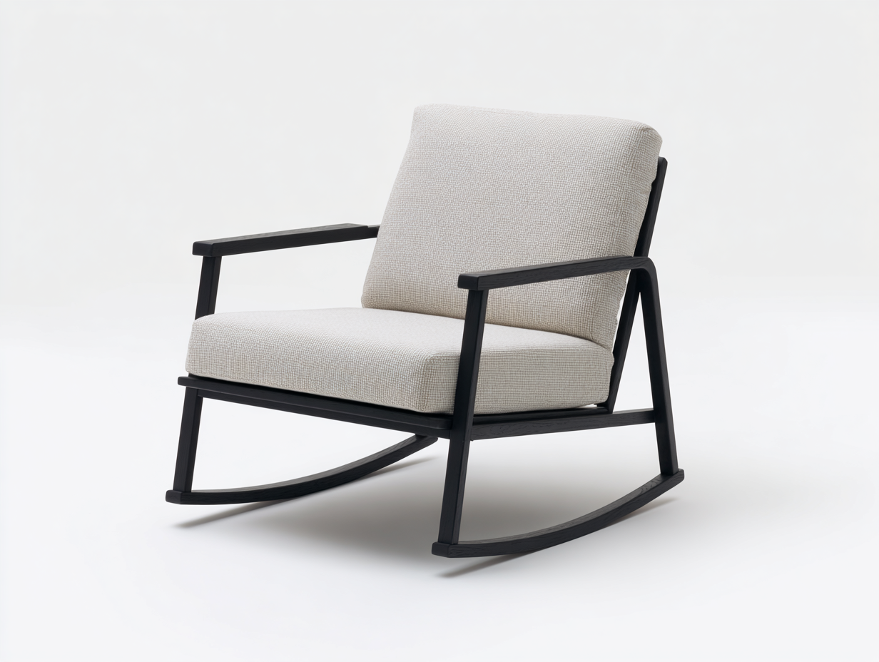 Mecedoras tapizadas 72x90x86 cm - estructura de madera negra - beige - estilo contemporáneo-Lunakanest