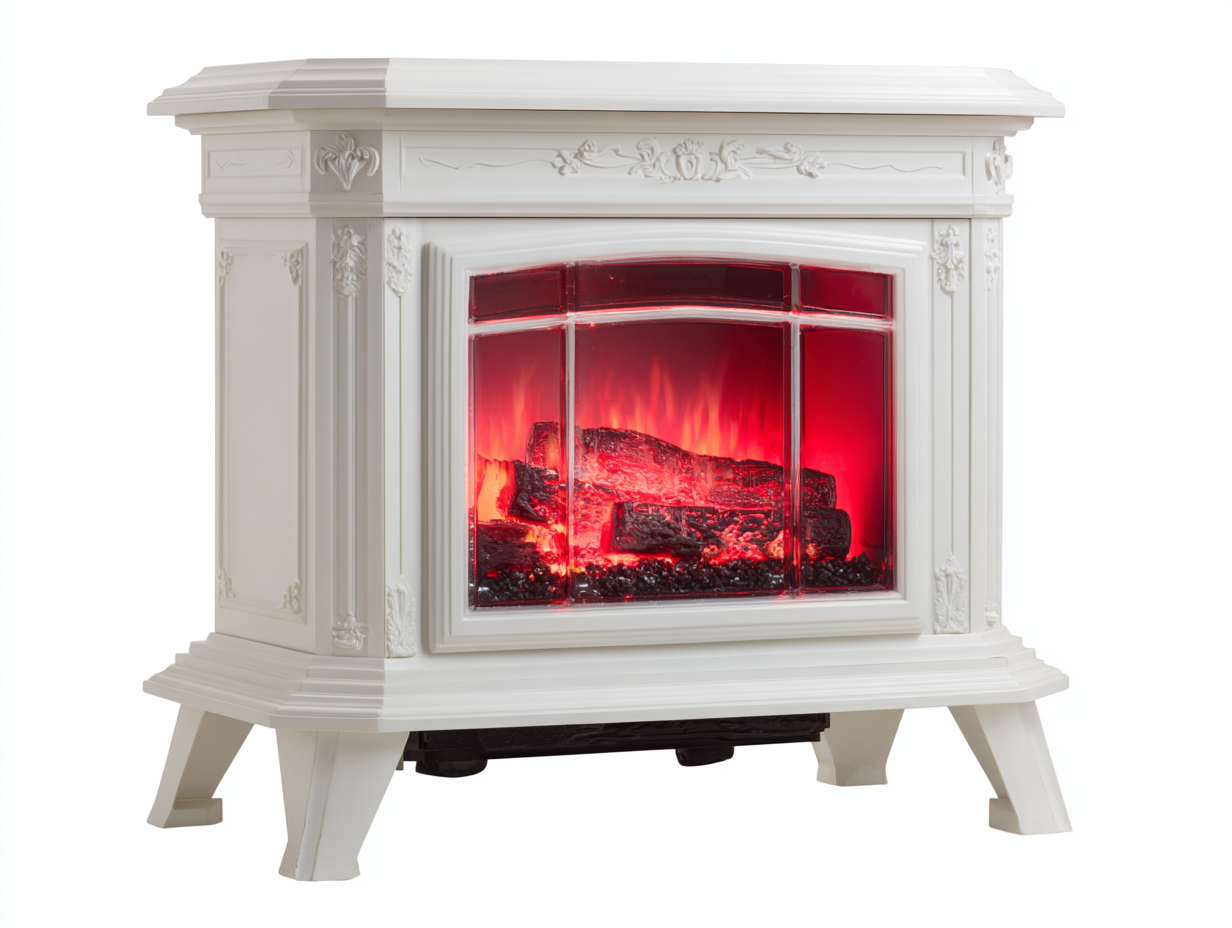 Chimeneas eléctricas - estructura decorativa con visor frontal 92x38x88 cm - blanco - estilo clásico compacto-Lunakanest