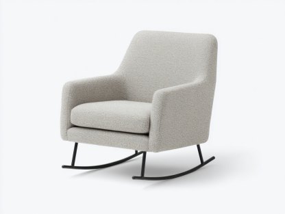 Mecedoras de tela con base curva de metal 88x94x96 cm - beige-negro - para salón - estilo moderno-Lunakanest