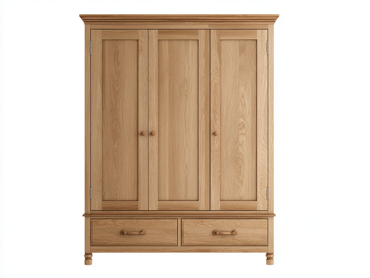 Armarios de madera 140x60x200 cm - 3 puertas y 2 cajones - marrón - estilo clásico-Lunakanest
