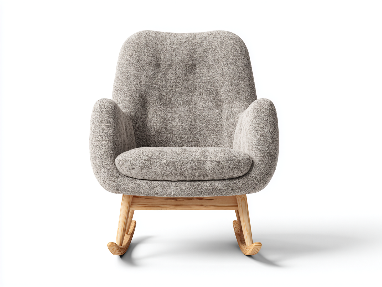 Mecedoras de tela color gris claro-natural 80x78x96 cm para salón - diseño moderno-Lunakanest