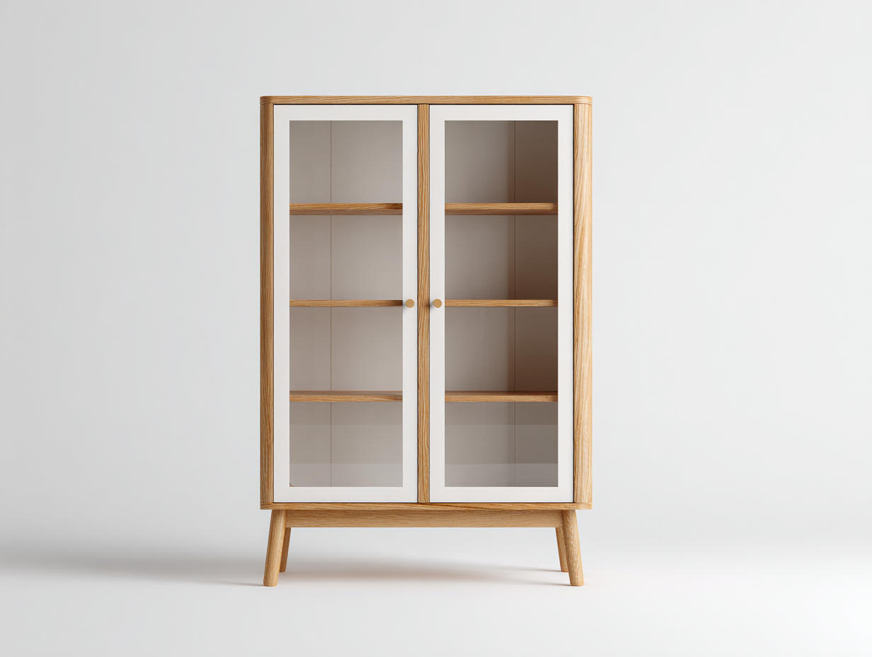 Estanterías madera con puertas de vidrio 90x40x150 cm roble claro diseño moderno almacenamiento-Madidahaus
