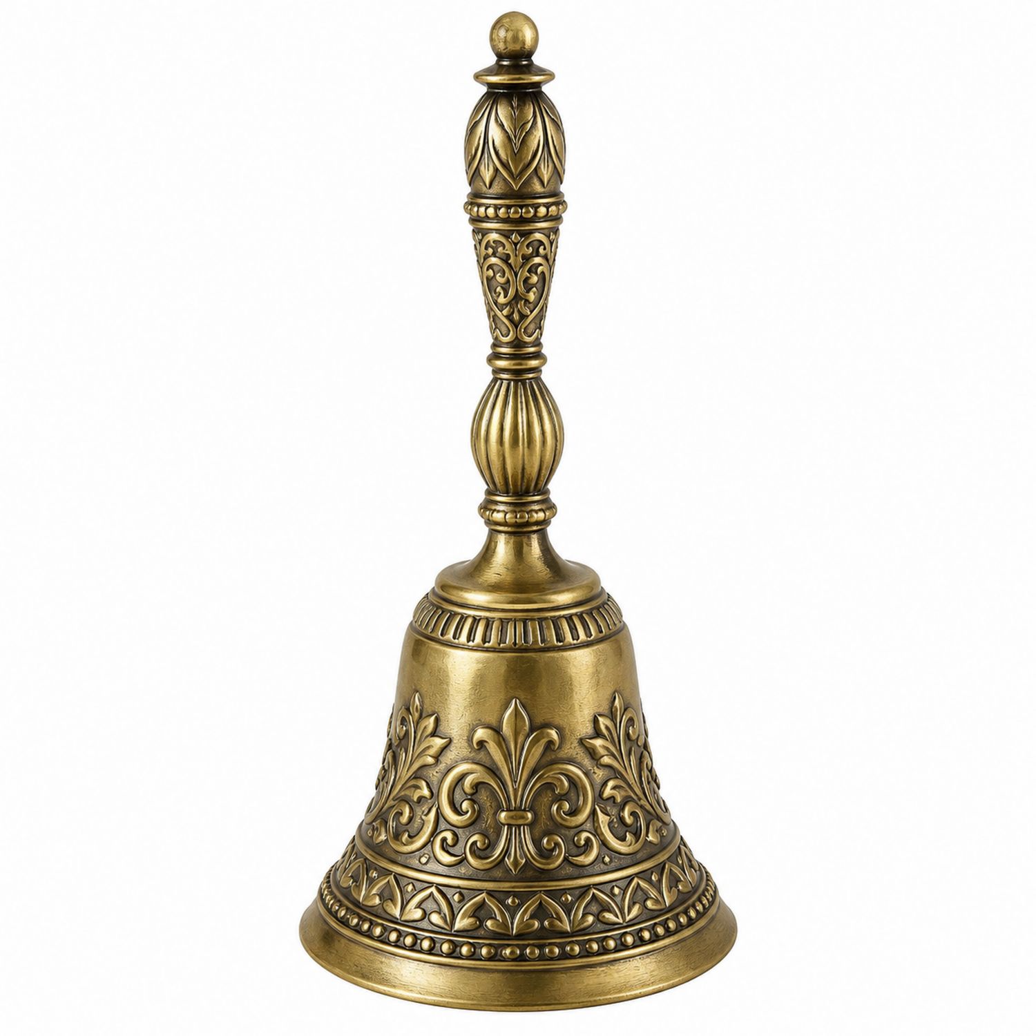 Goldene Handglocke mit floralem Muster