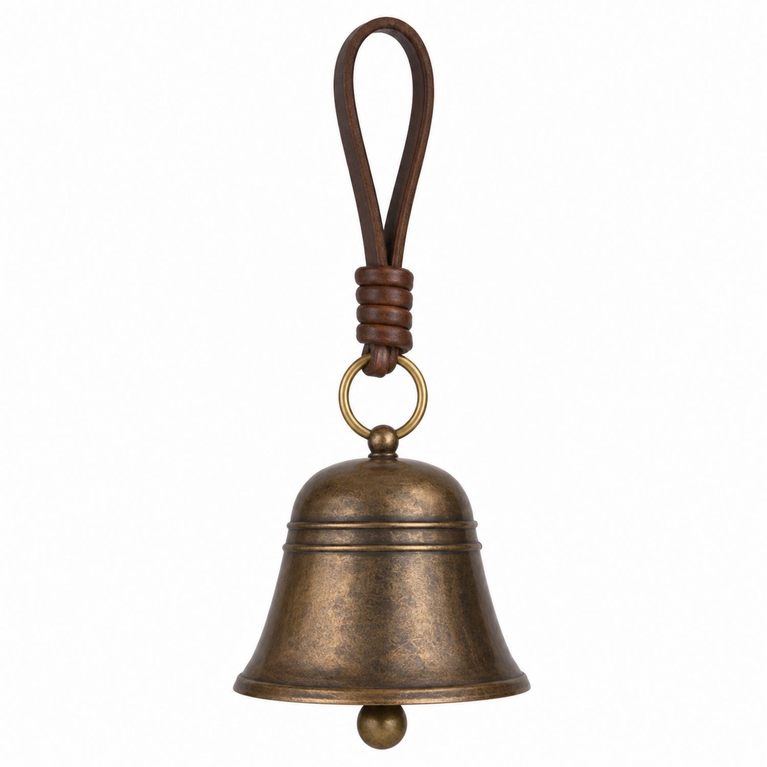 Vintage Bronze Glocke mit Lederschlaufe