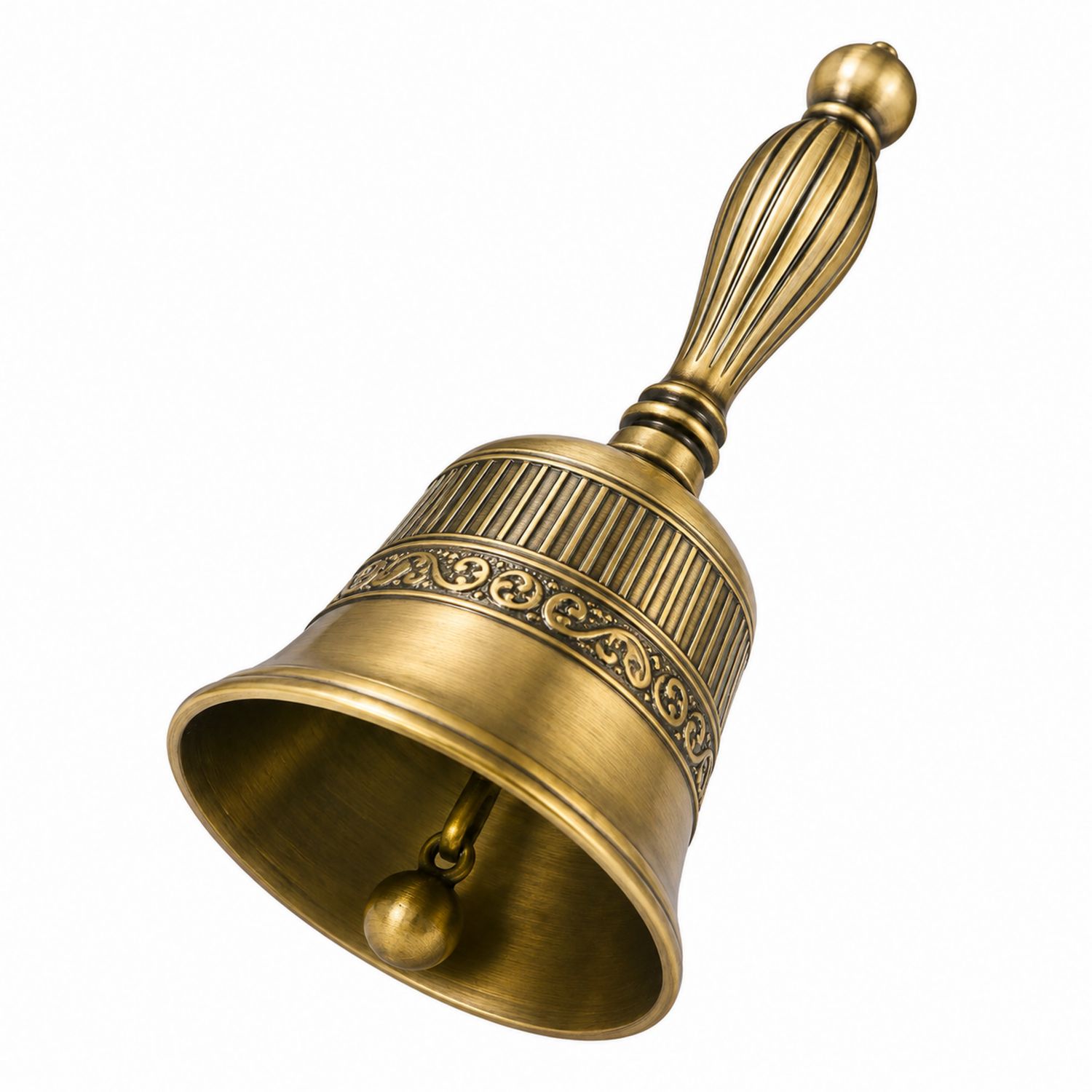 Antike Handglocke mit Gravuren und ergonomischem Griff