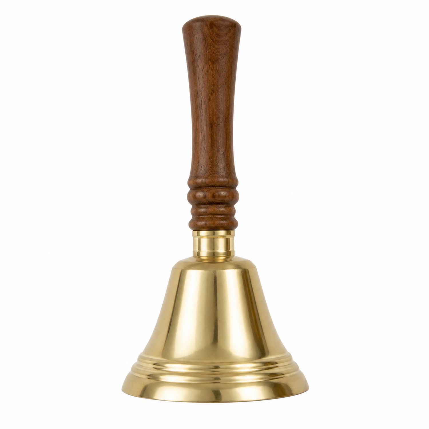 Handglocke aus Messing mit Holzgriff, Gold/Braun, 9cm x 20cm