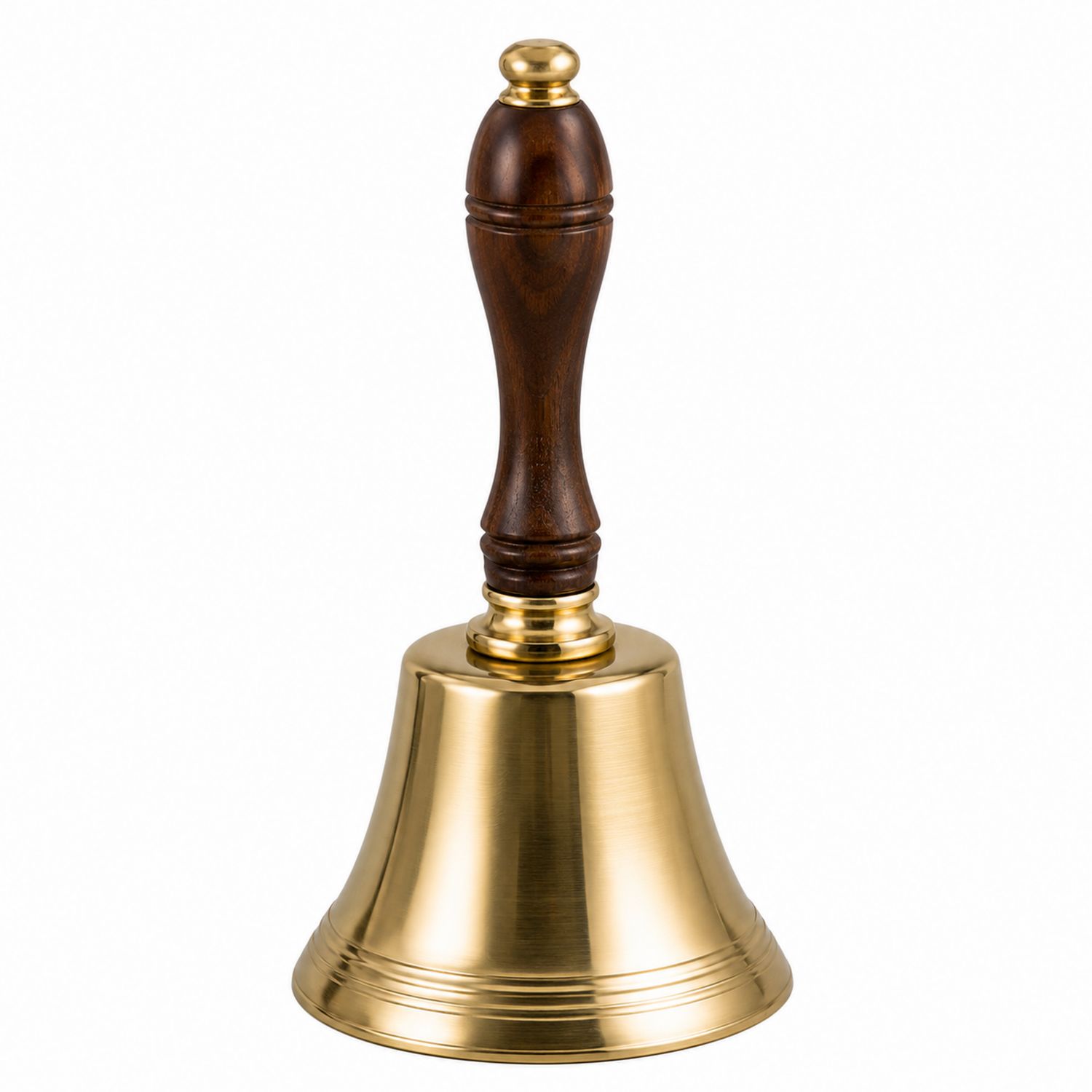 Traditionelle Handglocke aus Messing mit ergonomischem Holzgriff - Gold/Braun