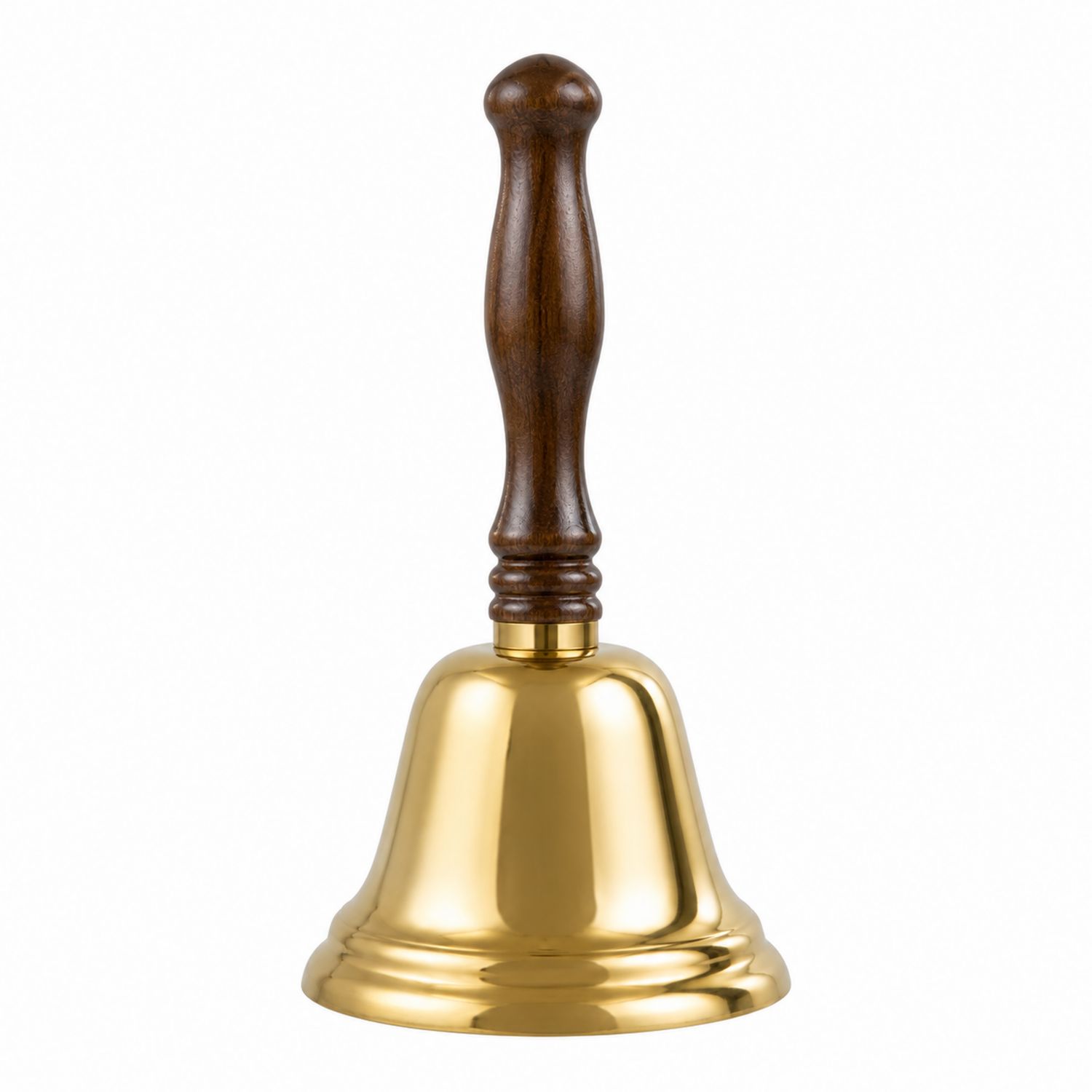 Handglocke aus Metall mit Holzgriff in Gold