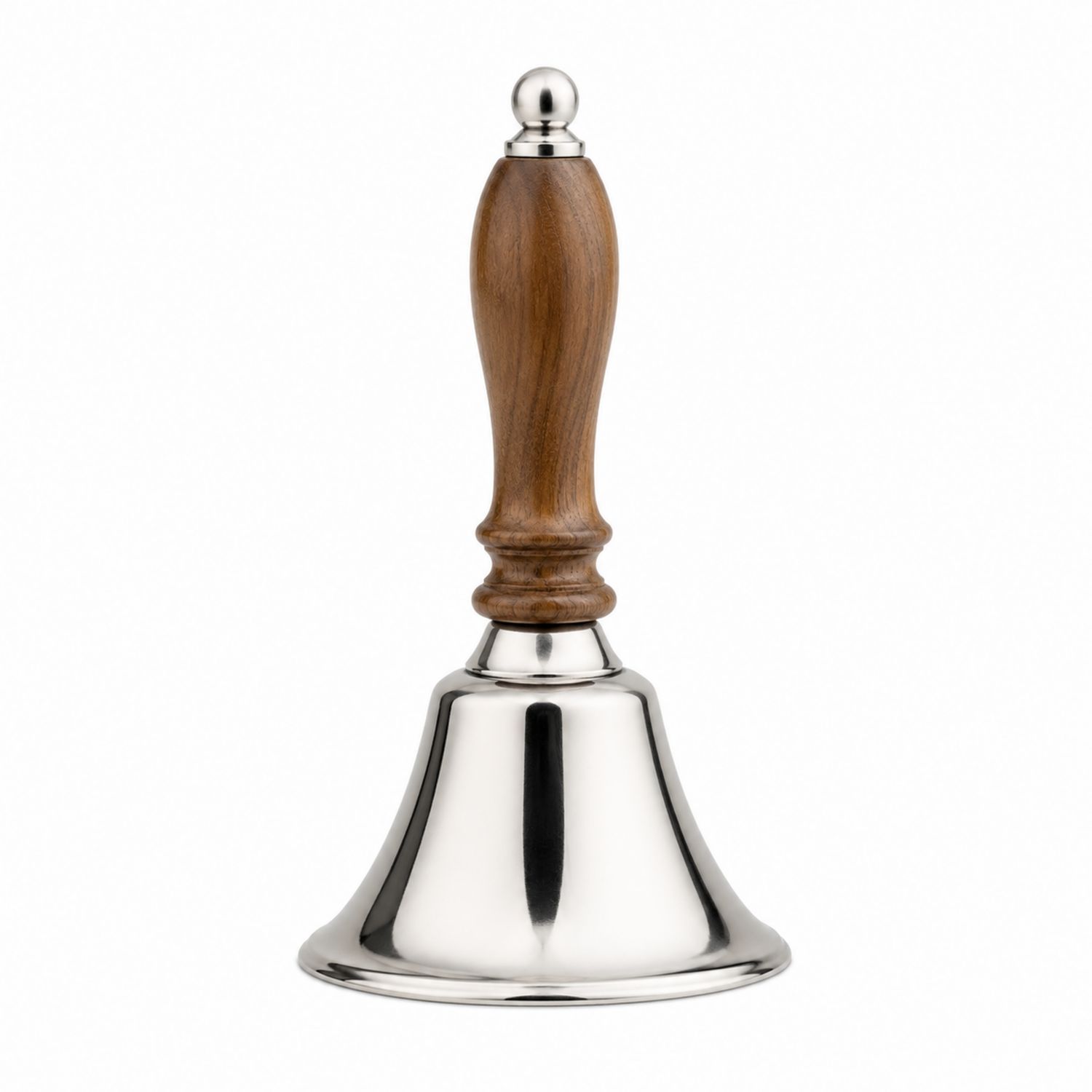 Handglocke mit ergonomischem Holzgriff, Silber/Braun