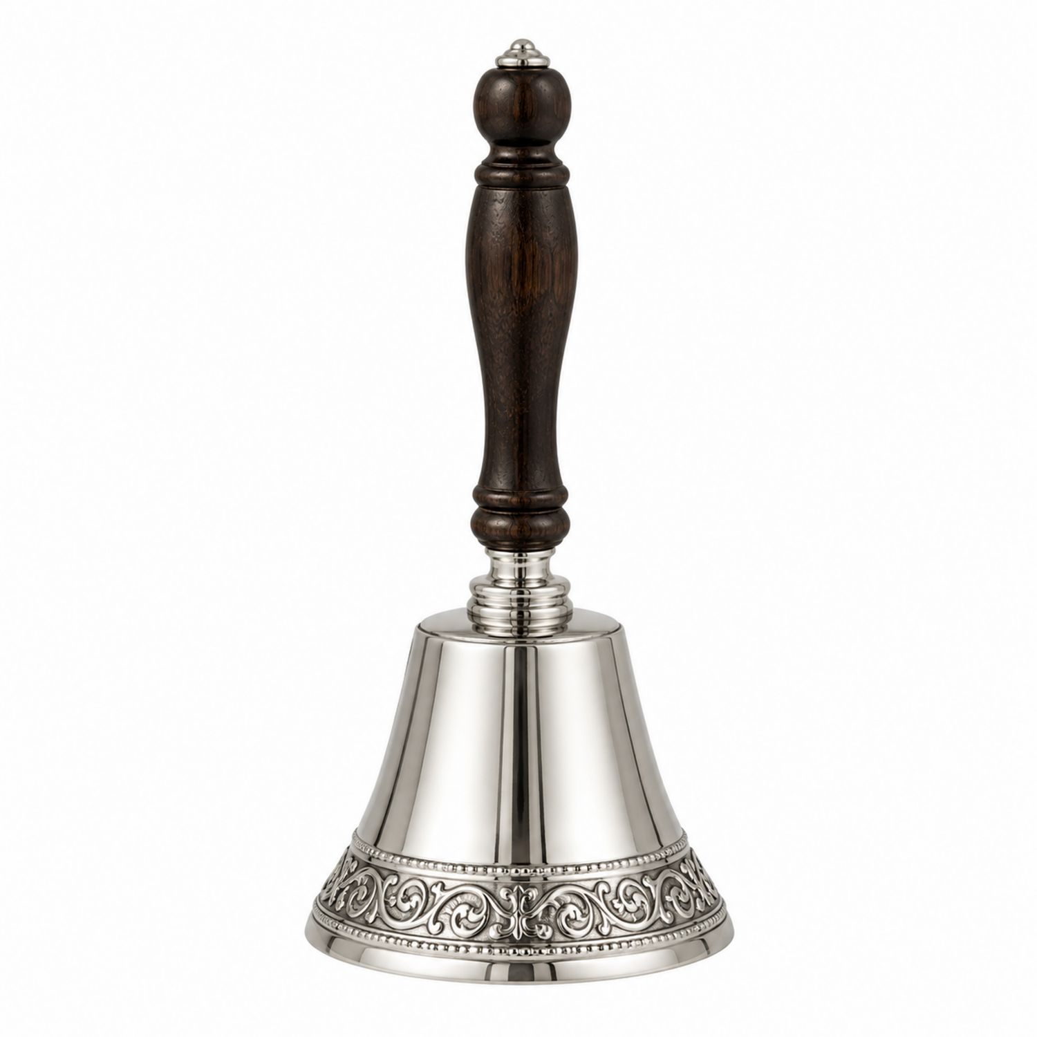 Handglocke Silber mit Holzgriff - Klassisches Design
