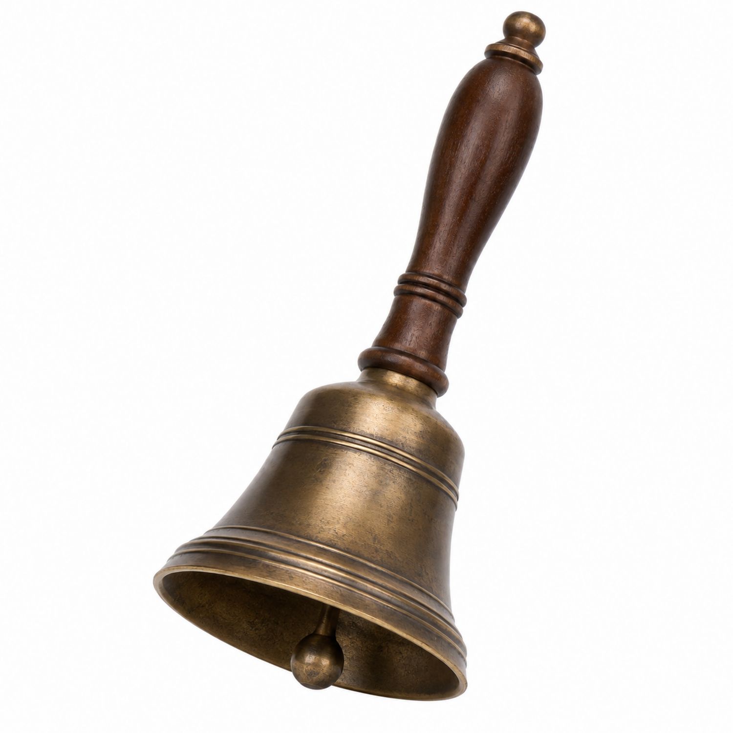 Retro Handglocke mit Holzgriff, Messing