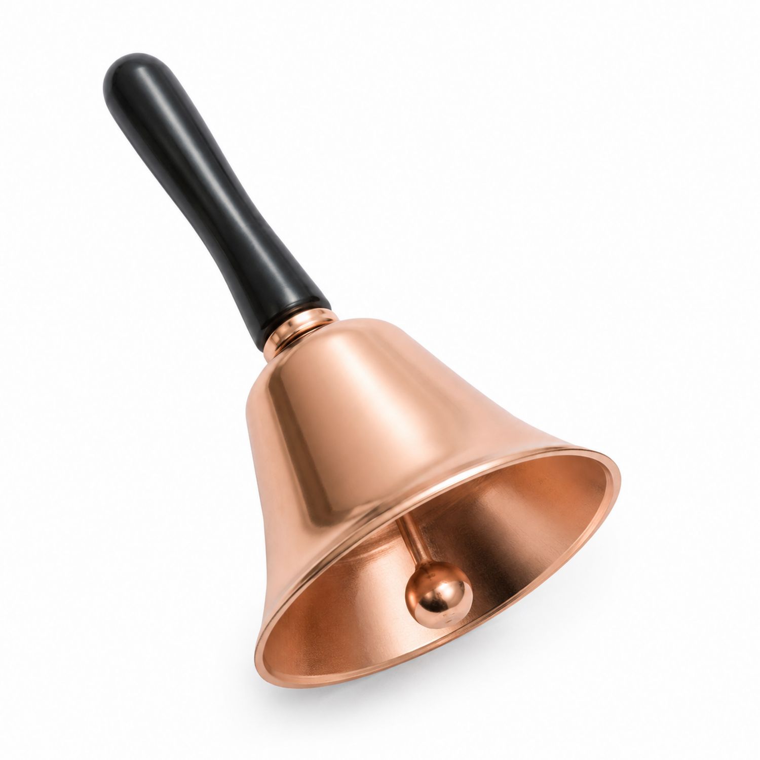 Handglocke aus Kupfer mit schwarzem Griff, 9x19 cm