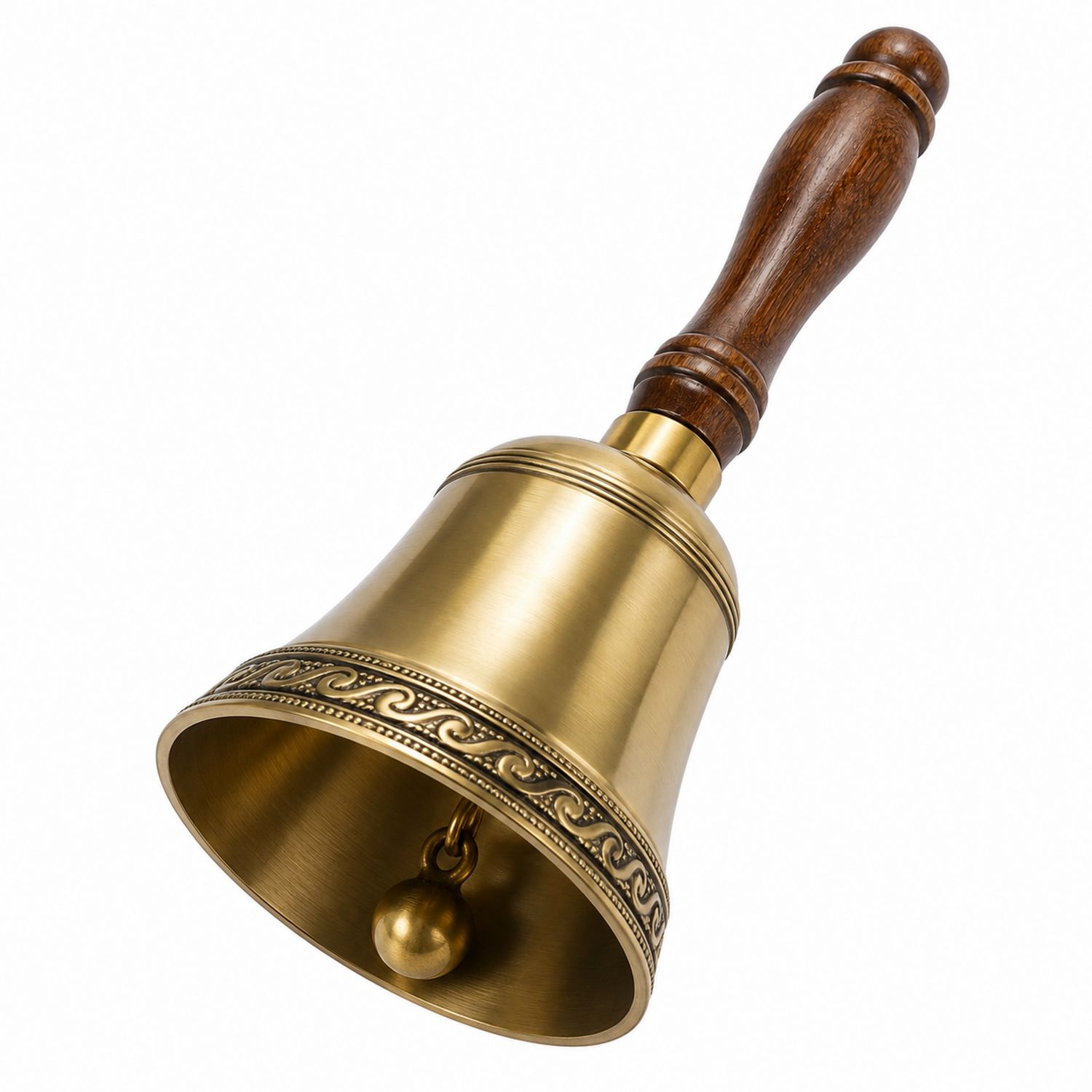 Handglocke aus Messing mit Holzgriff, Vintage Stil, 9cm x 20cm