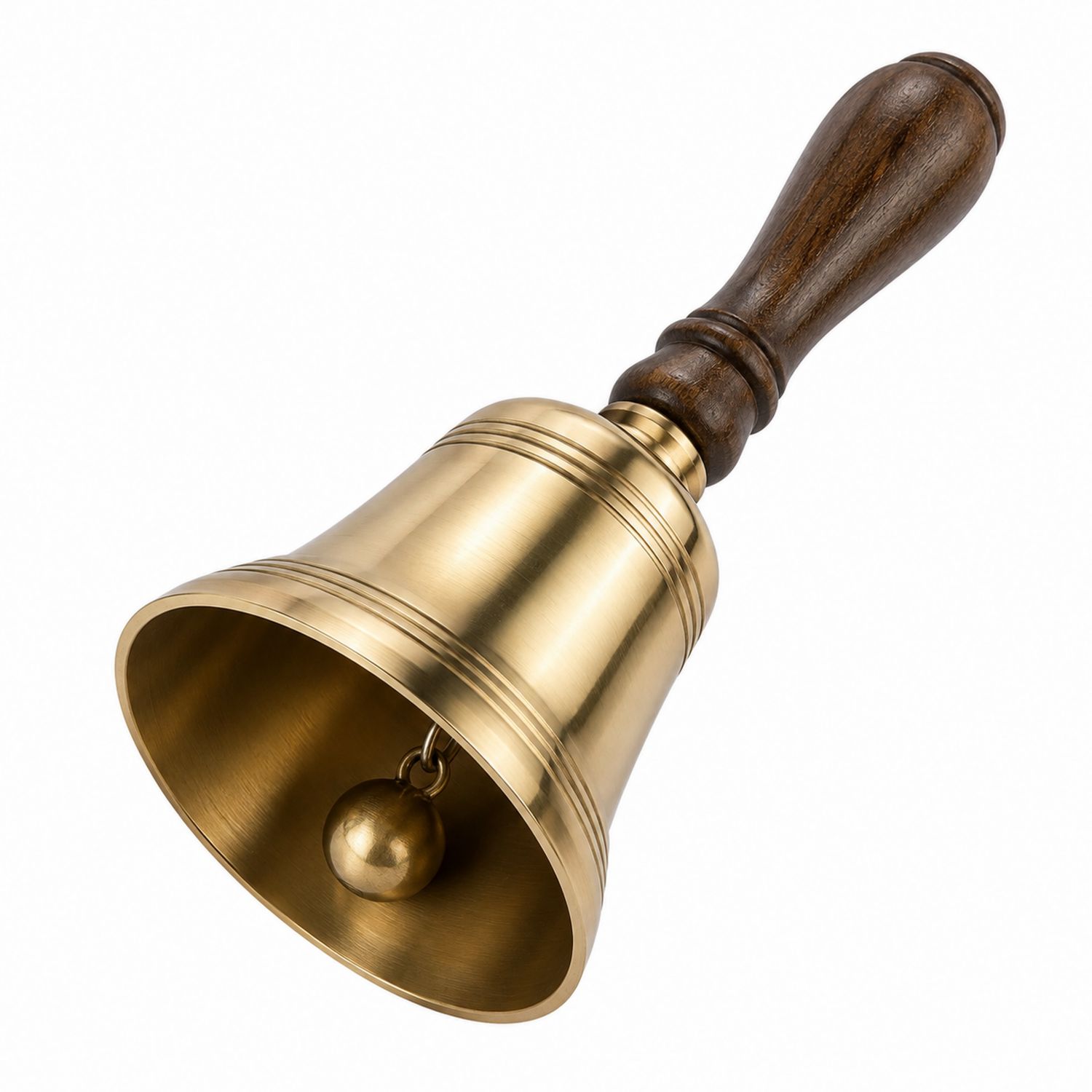 Handglocke aus Messing mit Holzgriff, 10 cm x 20 cm