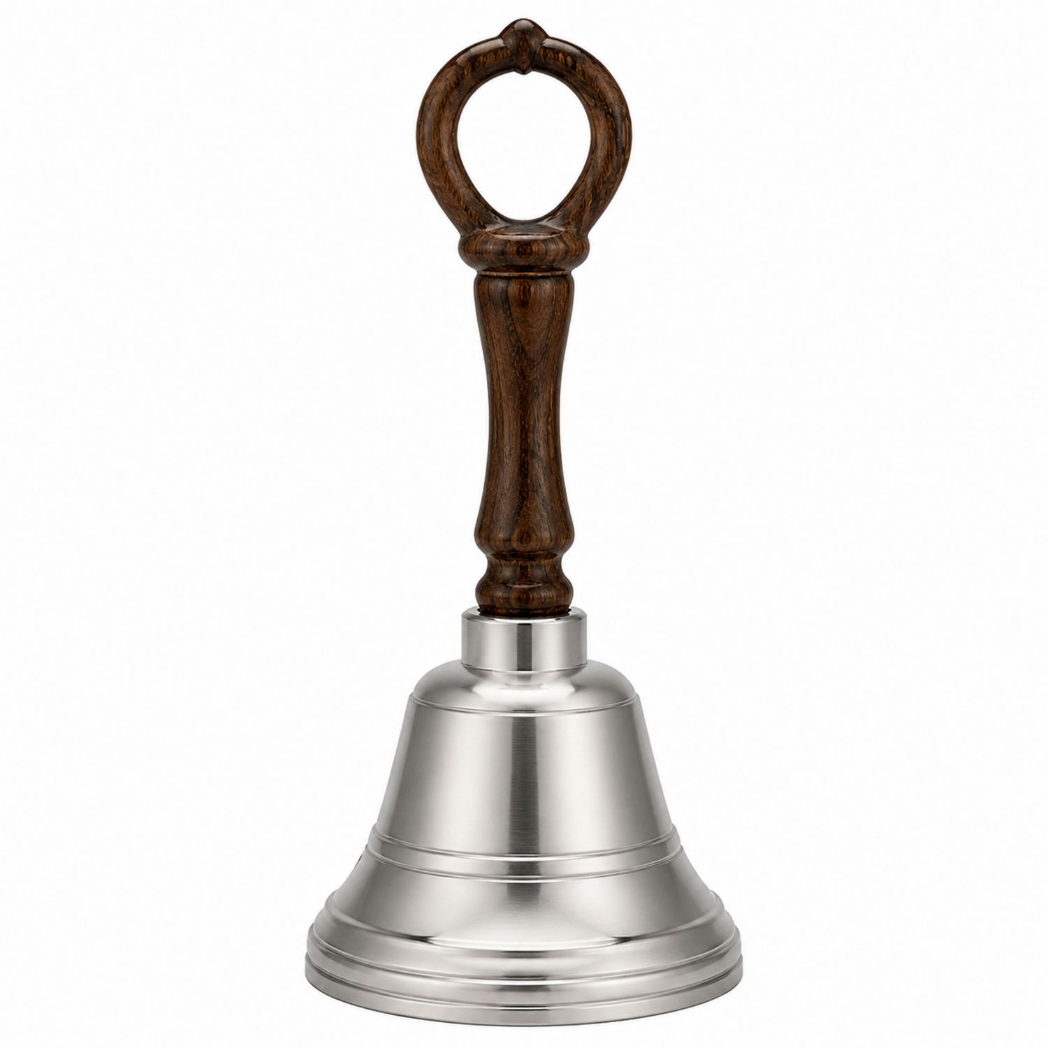 Handglocke Edelstahl mit Holzgriff, Silber/Braun