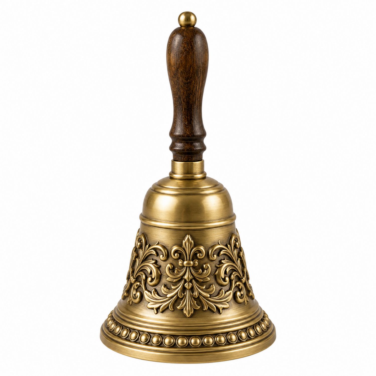 Bronze Handglocke mit Gravur und Holzgriff