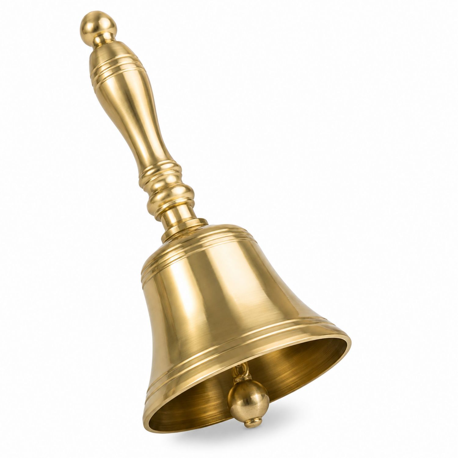 Handglocke aus poliertem Messing mit ergonomischem Griff, 10 cm x 25 cm, Gold
