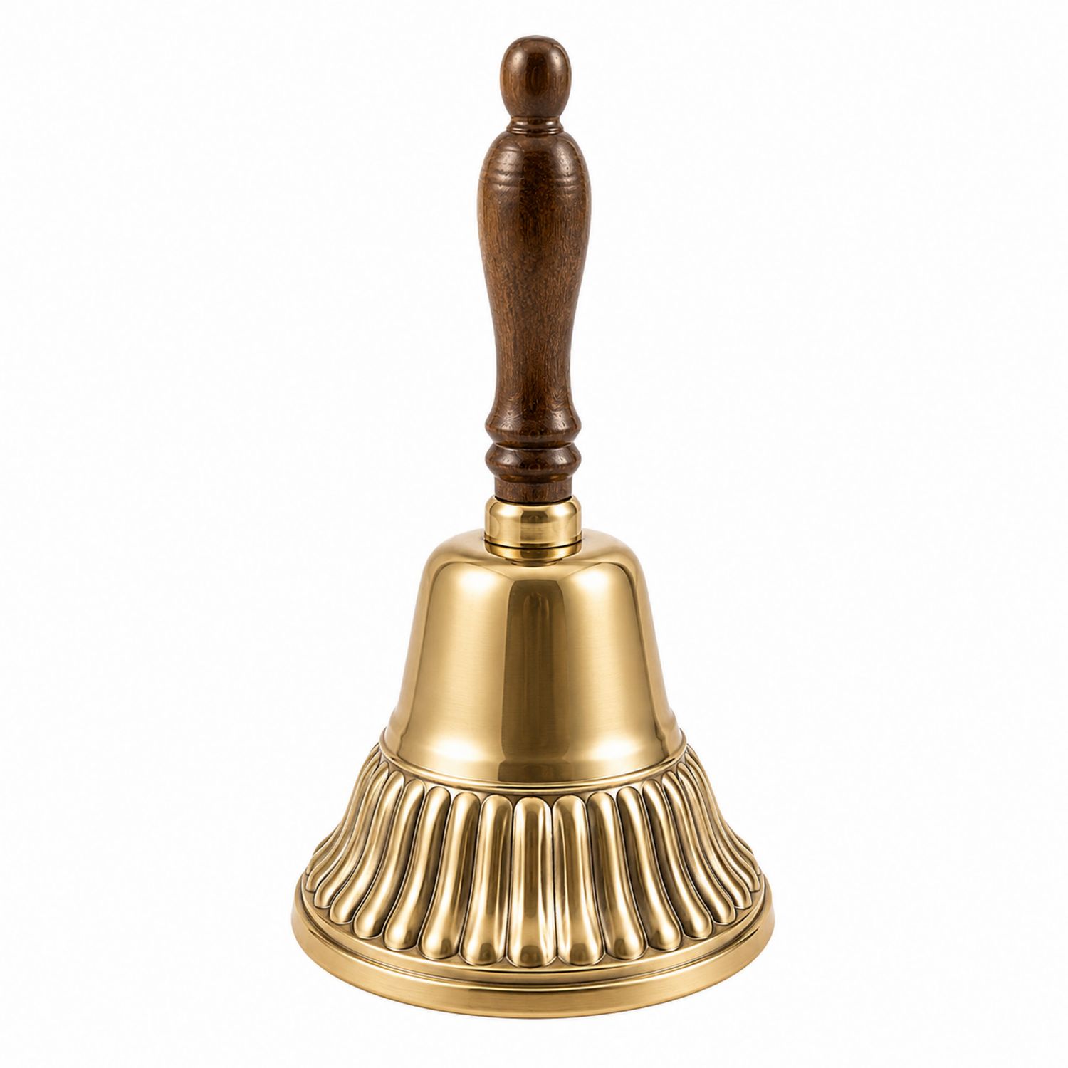 Traditionelle goldene Handglocke mit Holzgriff