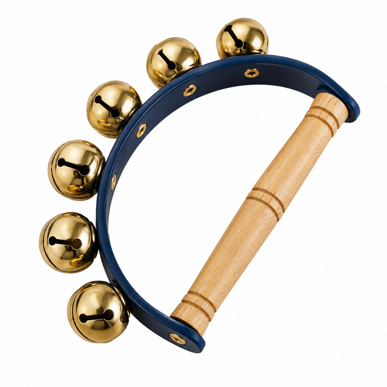 Handglockenrassel mit goldenen Glocken und ergonomischem Holzgriff