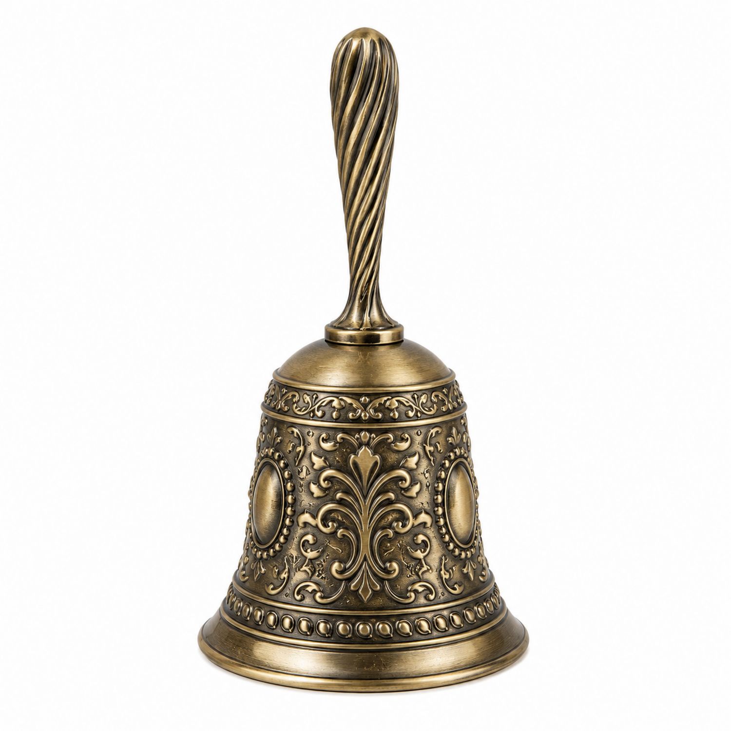 Antike Handglocke aus Bronze mit kunstvoller Gravur