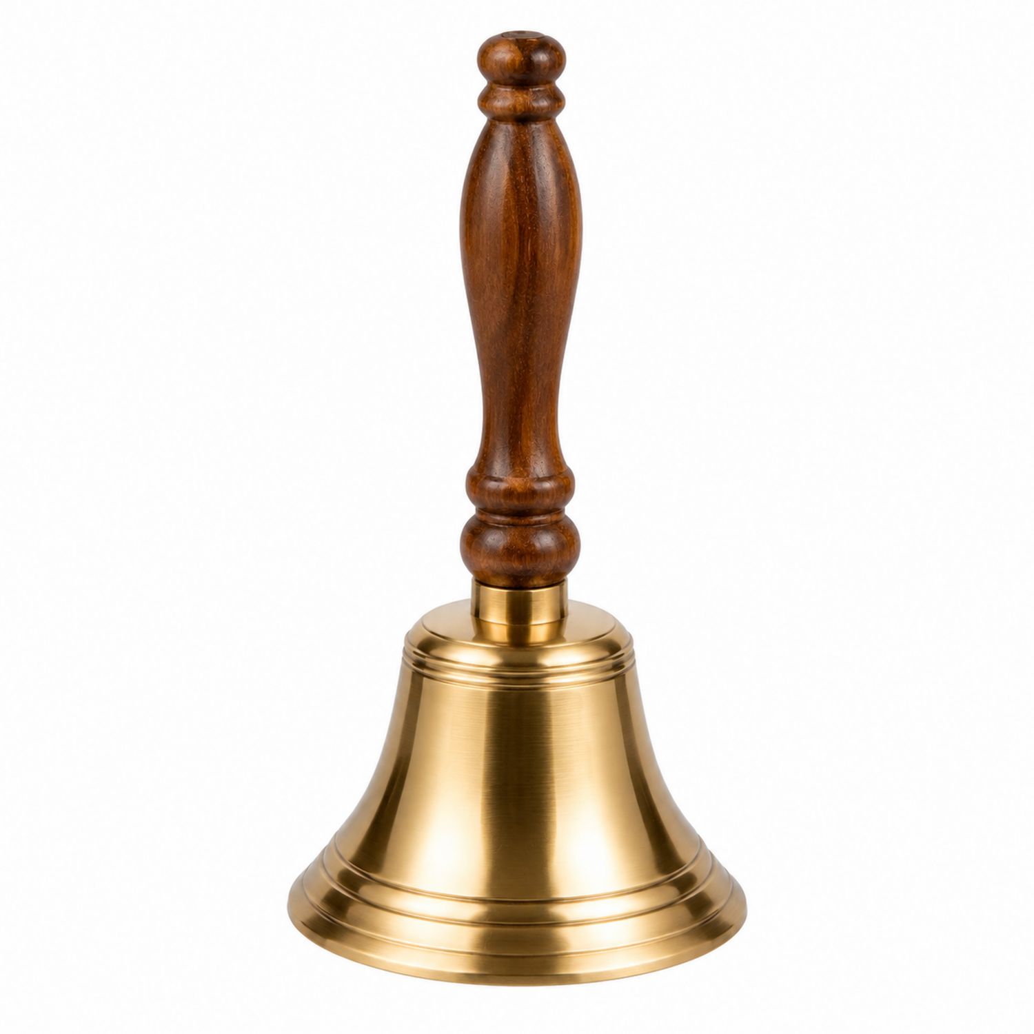 Stilvolle Handglocke aus Messing mit Holzgriff, 10 x 20 cm