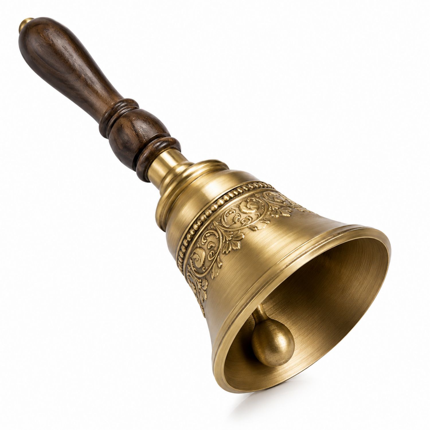 Messing Handglocke mit Holzgriff, Vintage Design