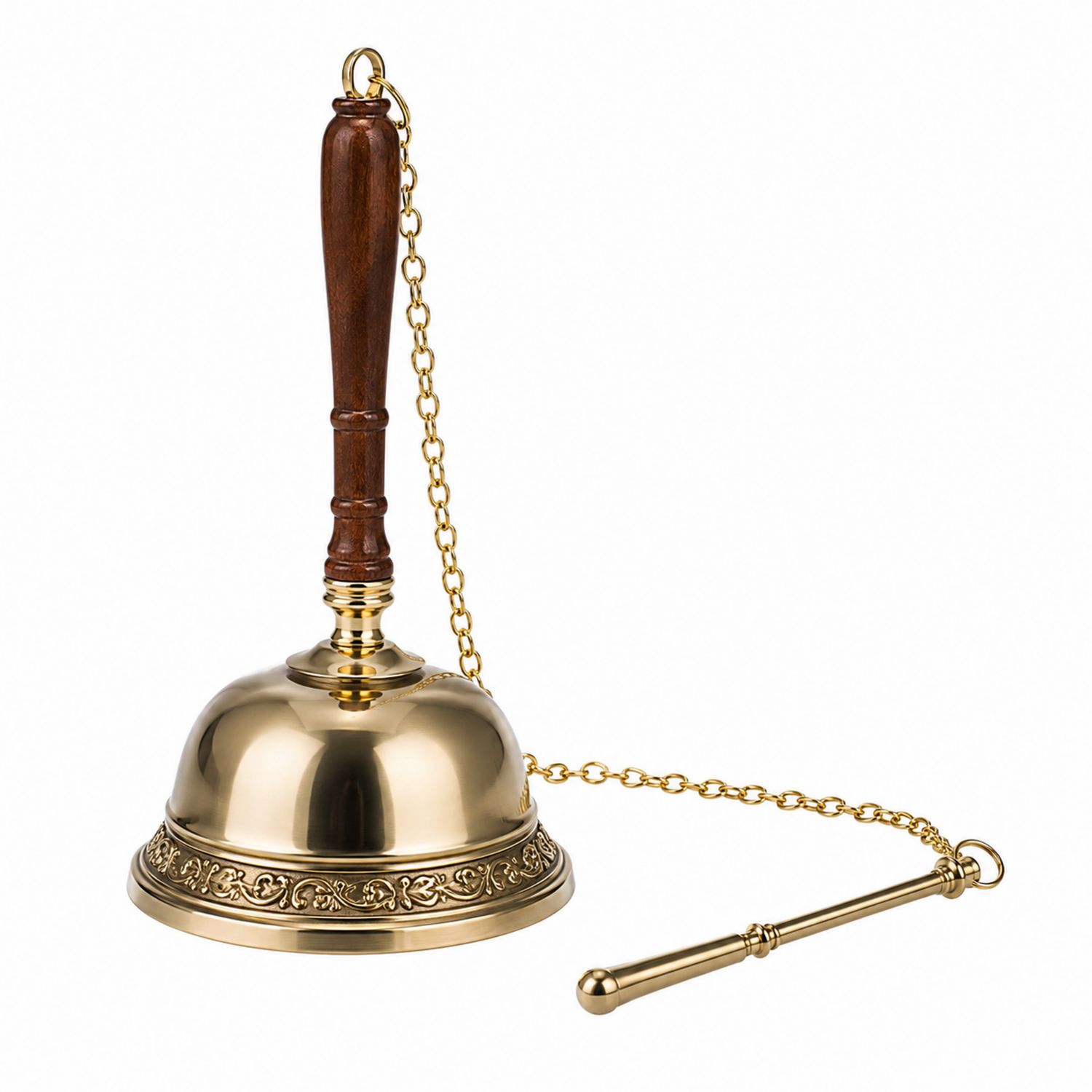 Elegante Glocke aus Messing mit Holzgriff und Gravur