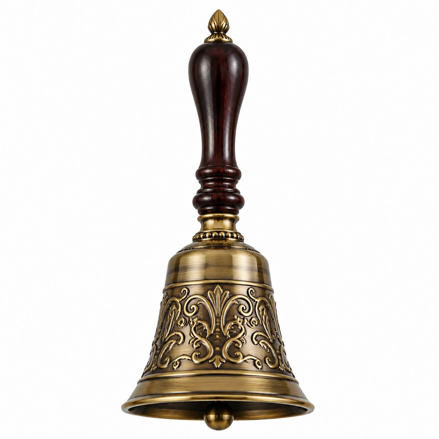 Antike Handglocke aus Messing mit Holzgriff