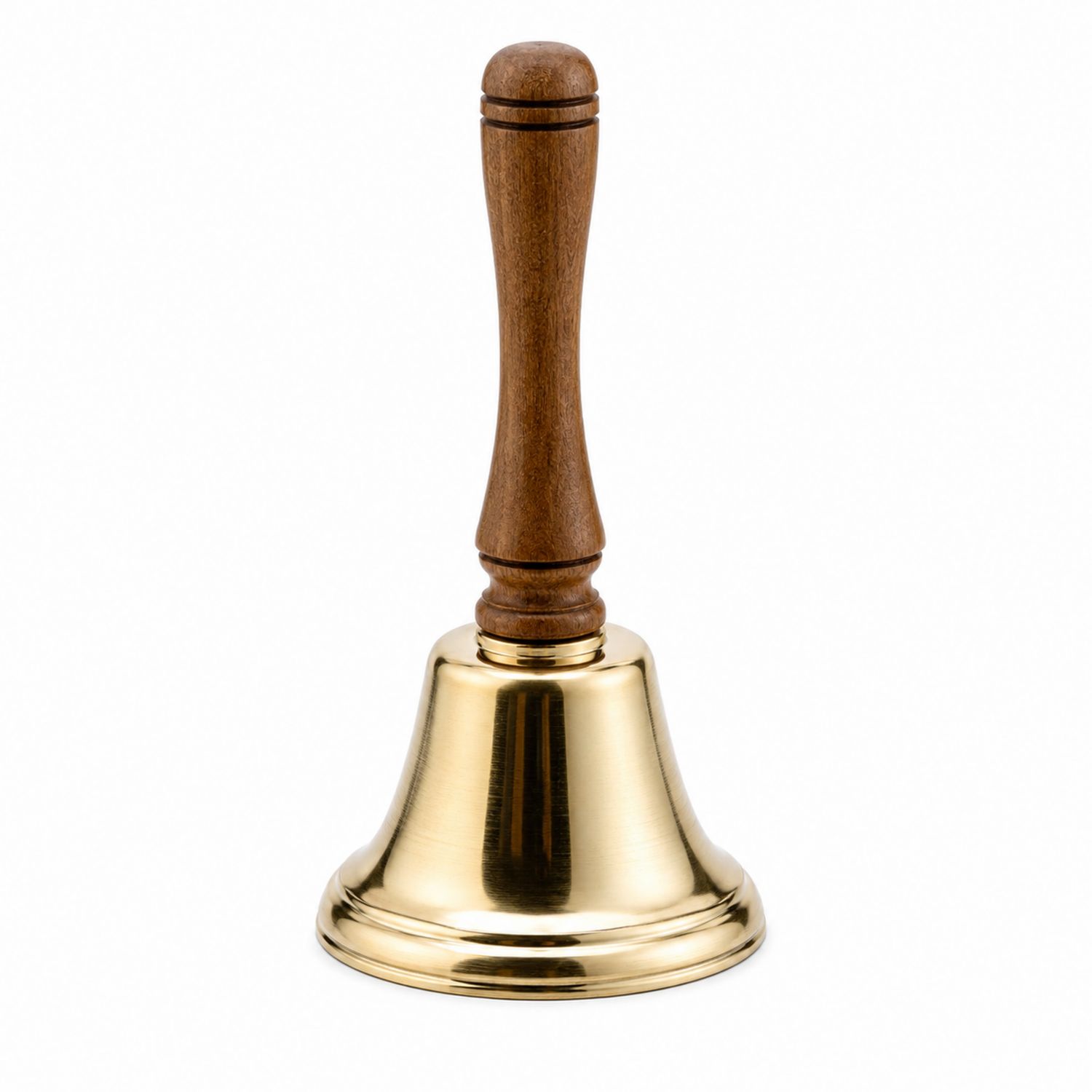 Handglocke aus Messing mit Holzgriff, 10 cm x 20 cm