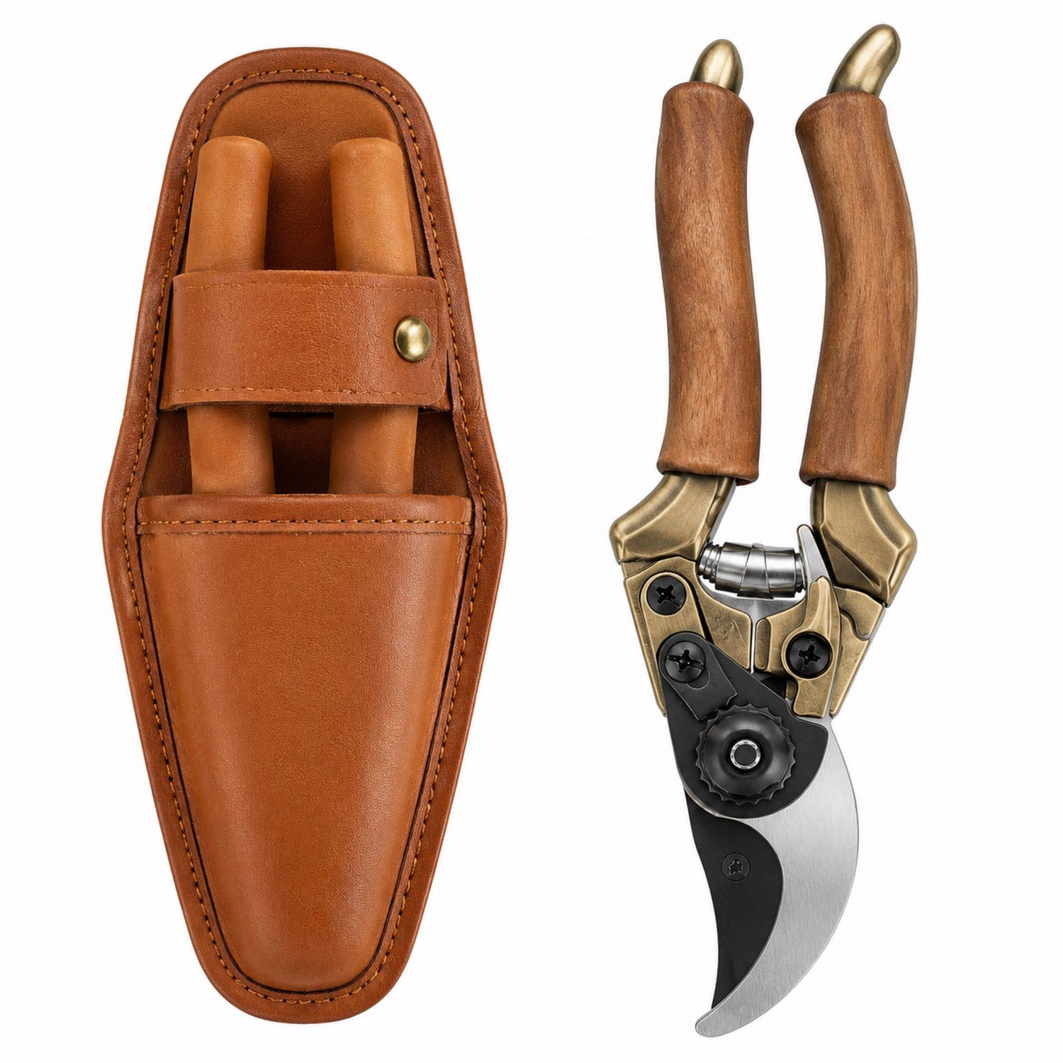 Tijeras de Podar de Madera con Funda y Mango Ergonómico