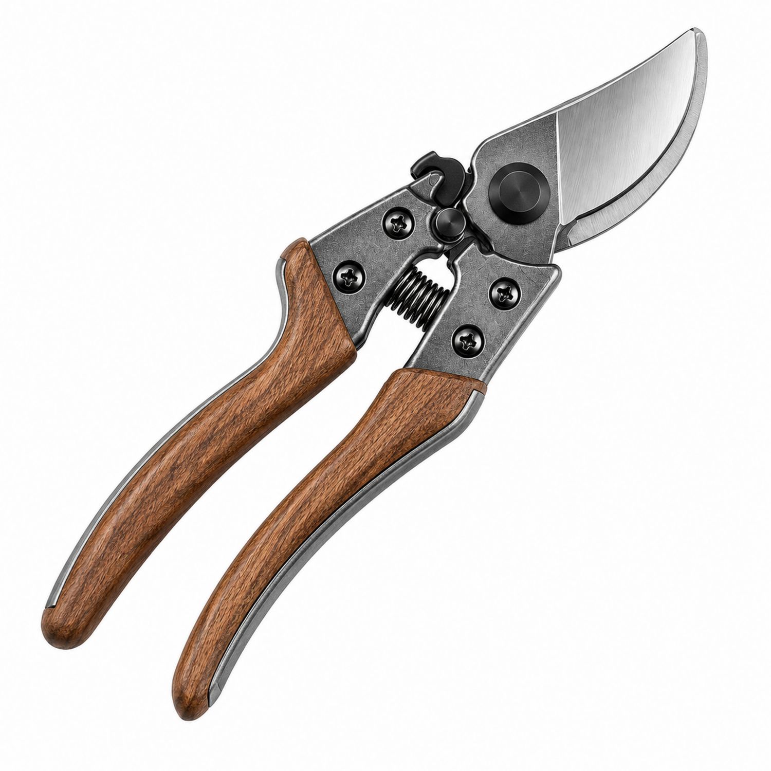 Tijeras de podar de jardín con mango de madera y diseño ergonómico