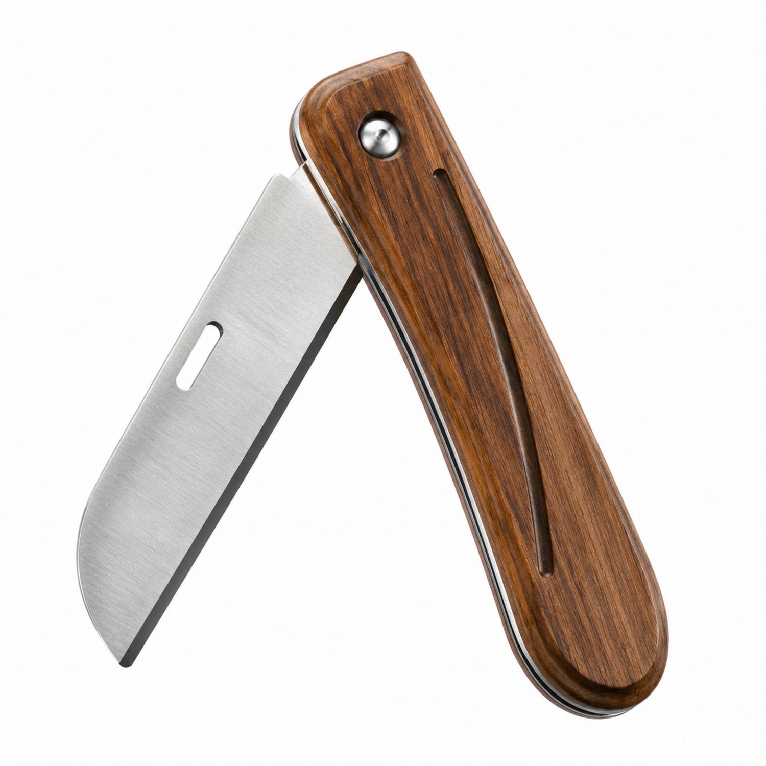 Navaja de Jardinería Plegable con Mango de Madera y Hoja de Acero Inoxidable