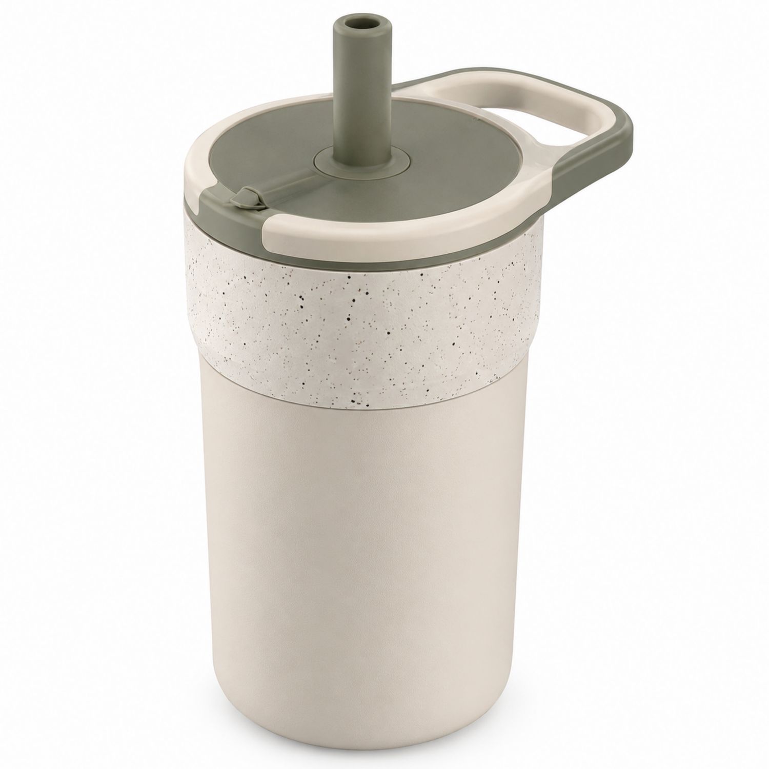 Isolierbecher mit Henkel 500ml - Beige/Grün