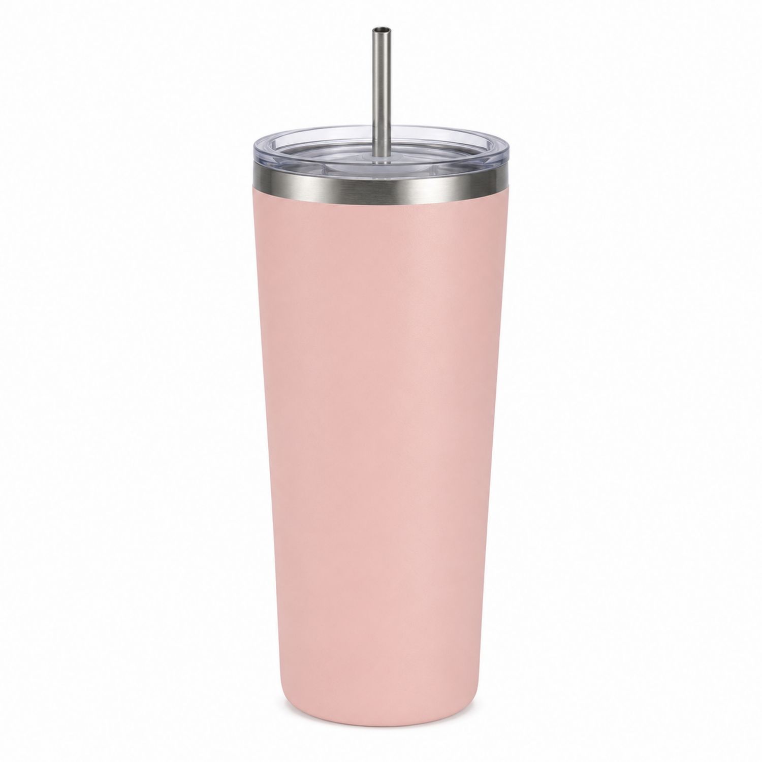 Rosa Thermobecher 500ml mit Strohhalm