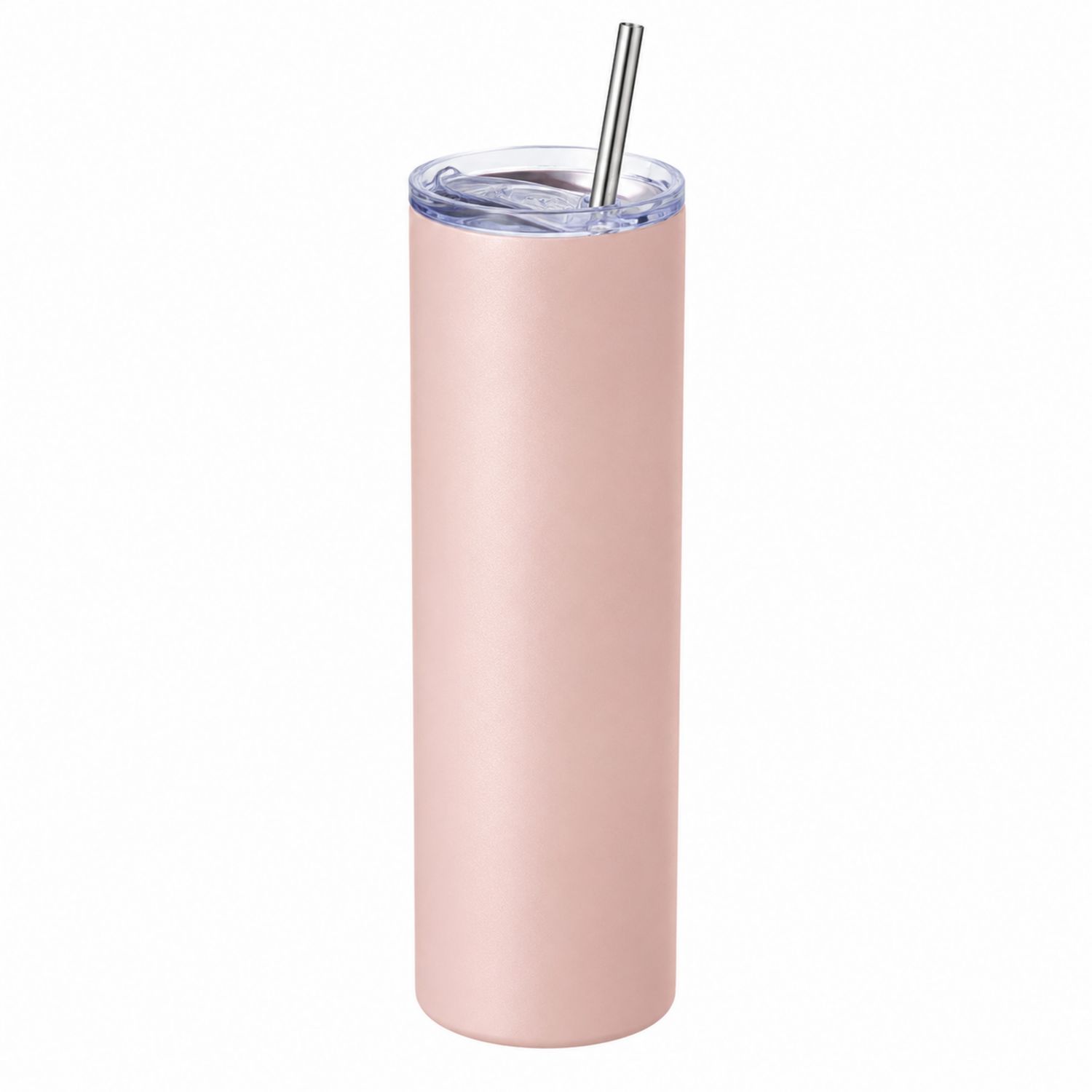 Rosa Edelstahl Thermobecher mit Strohhalm, 500ml