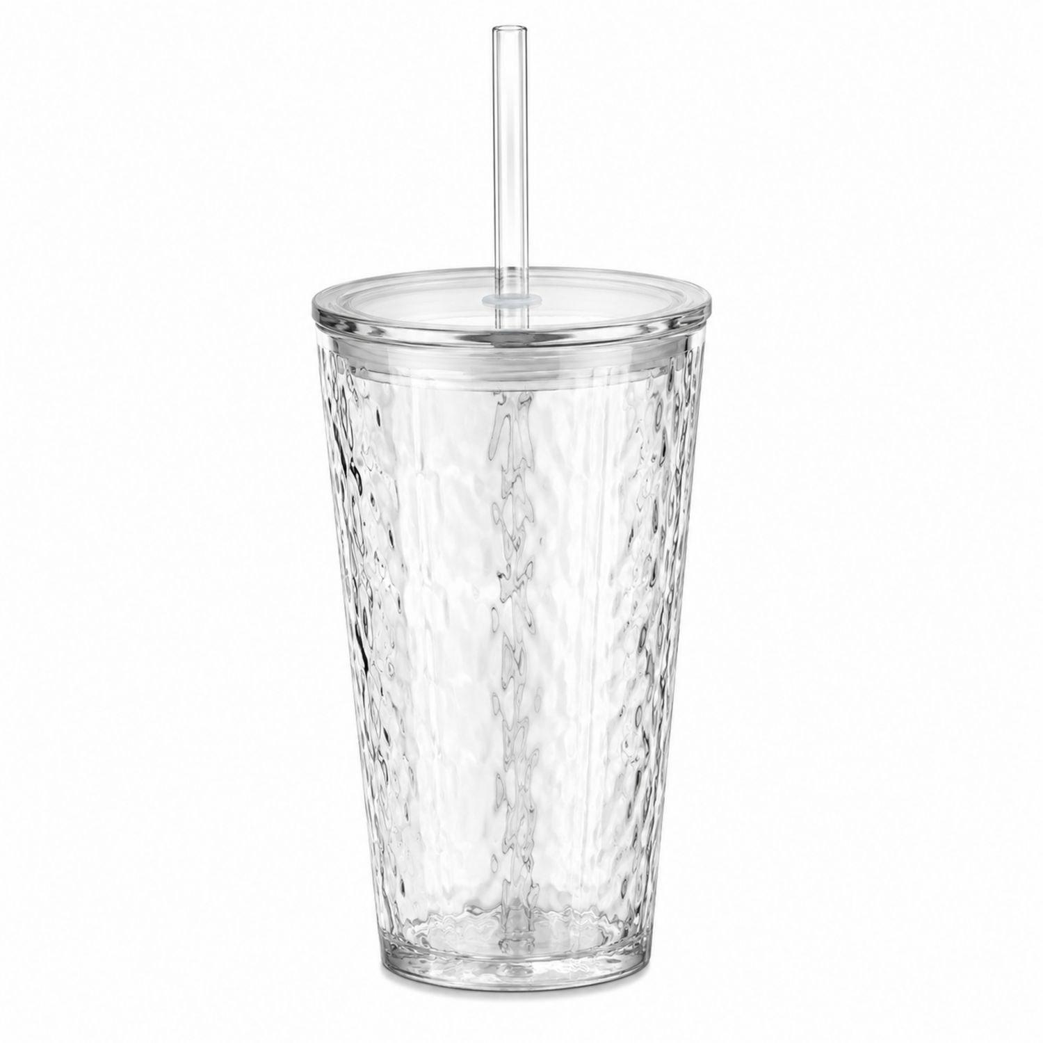 Klarer Trinkbecher mit Strohalm, 500 ml