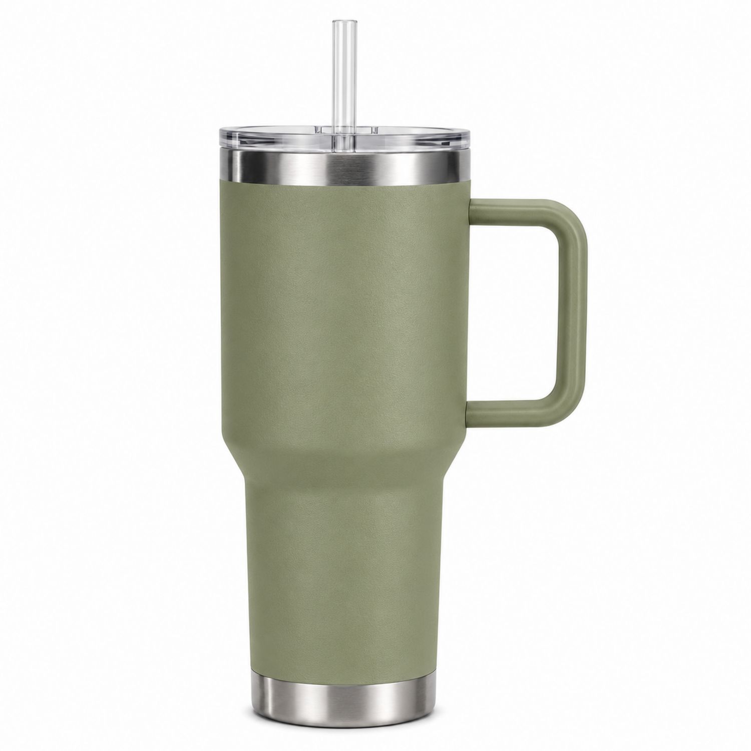 Grüner Thermobecher mit Griff und Strohhalm, 900ml