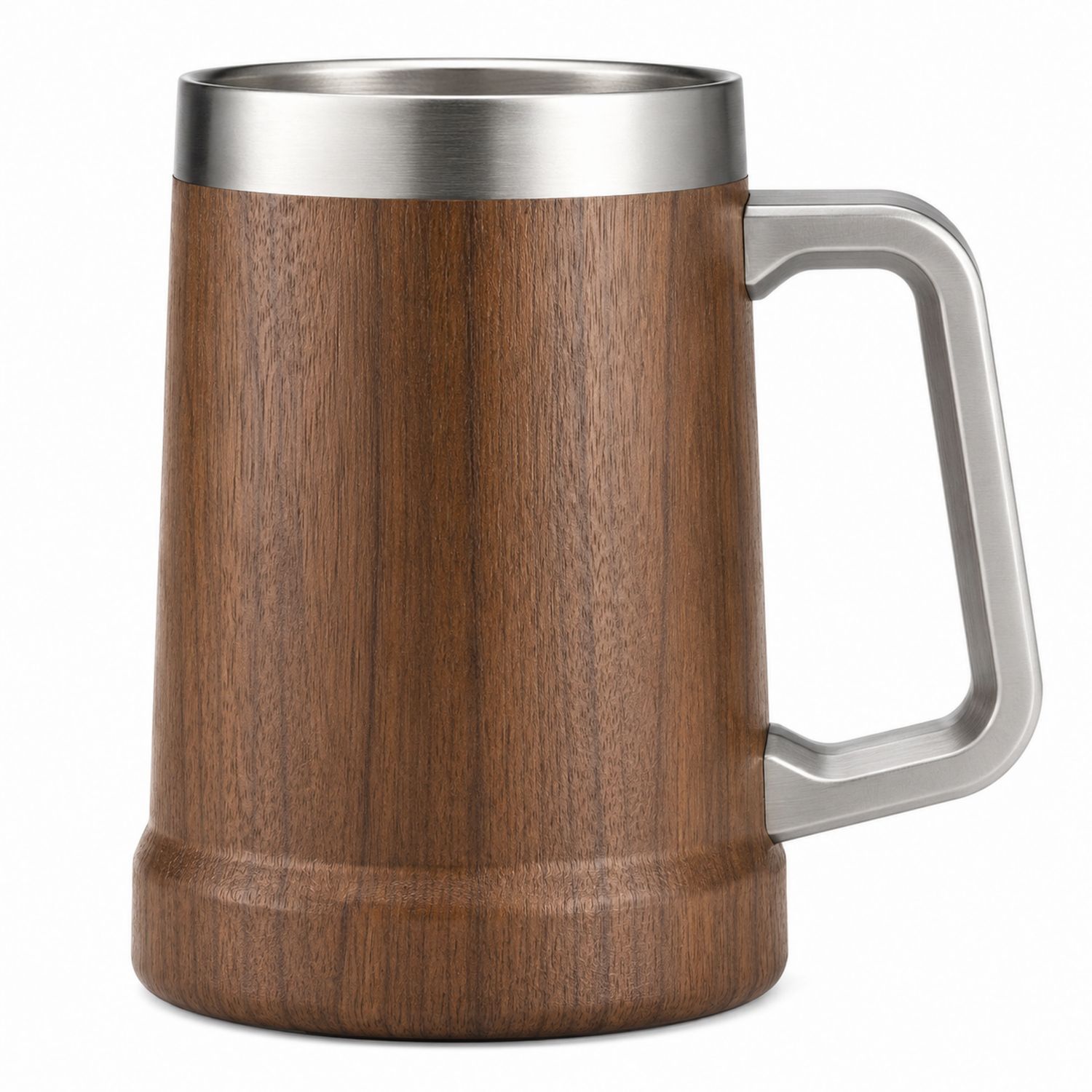 Thermobecher aus Edelstahl und Holz 500ml Braun