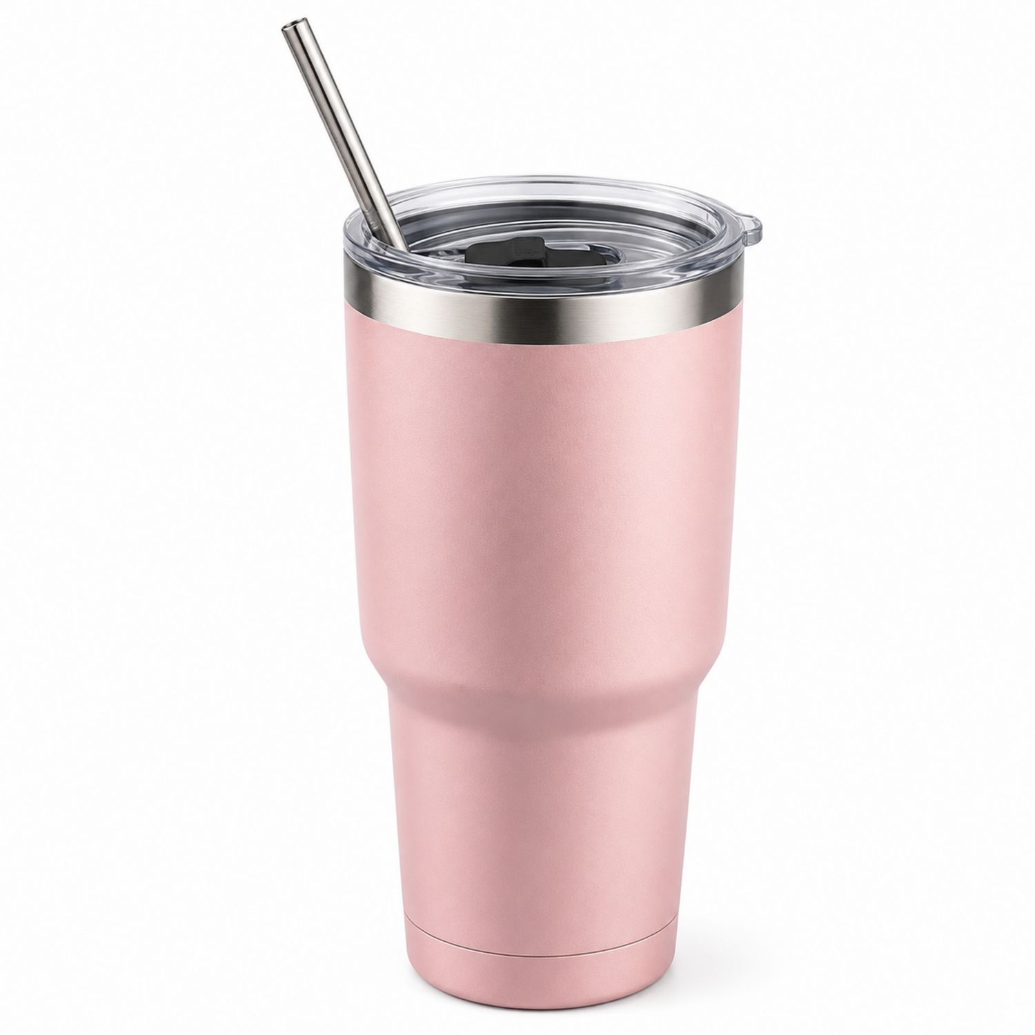 Rosa Thermobecher mit Strohhalm 900ml
