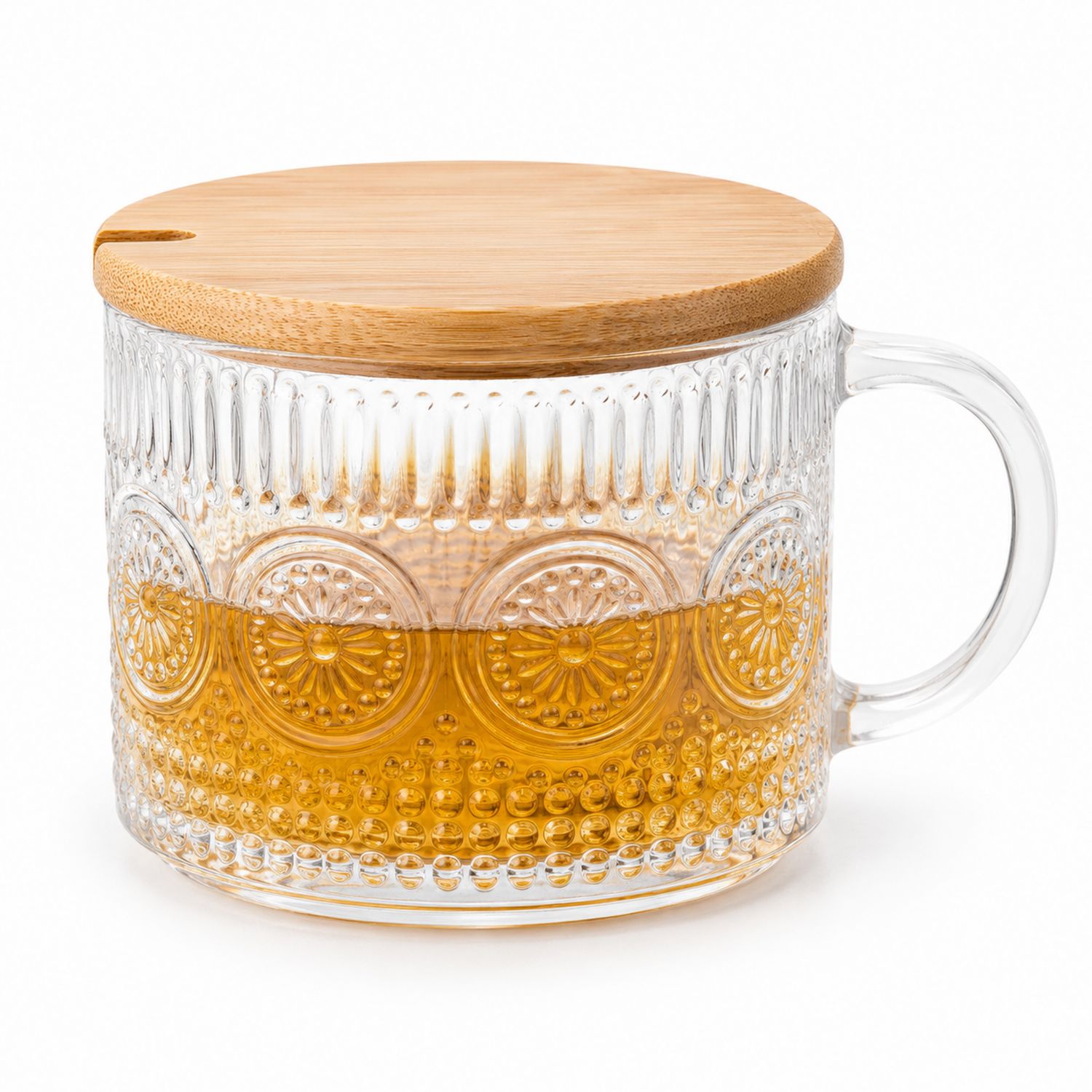 Glas-Teetasse mit Bambusdeckel 300 ml
