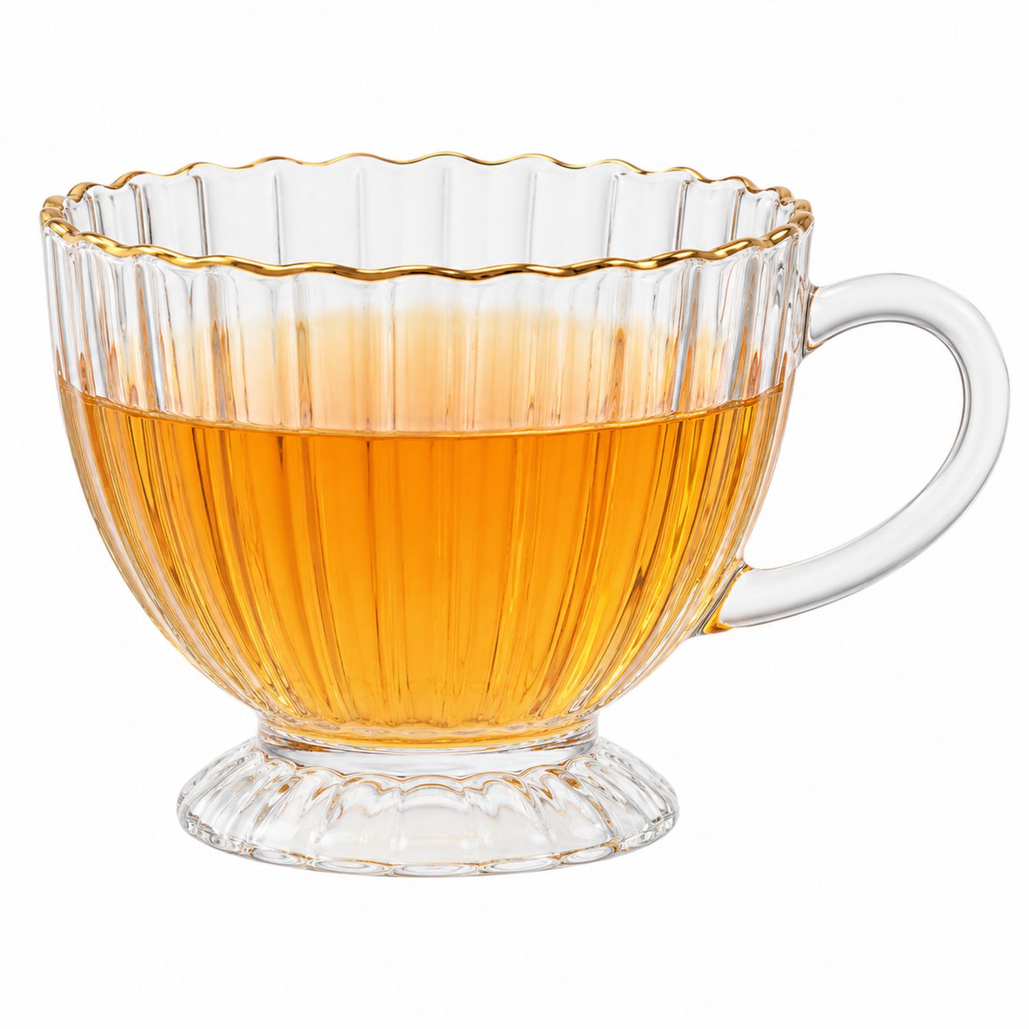 Elegante Glas-Teetasse mit Goldrand, 400ml